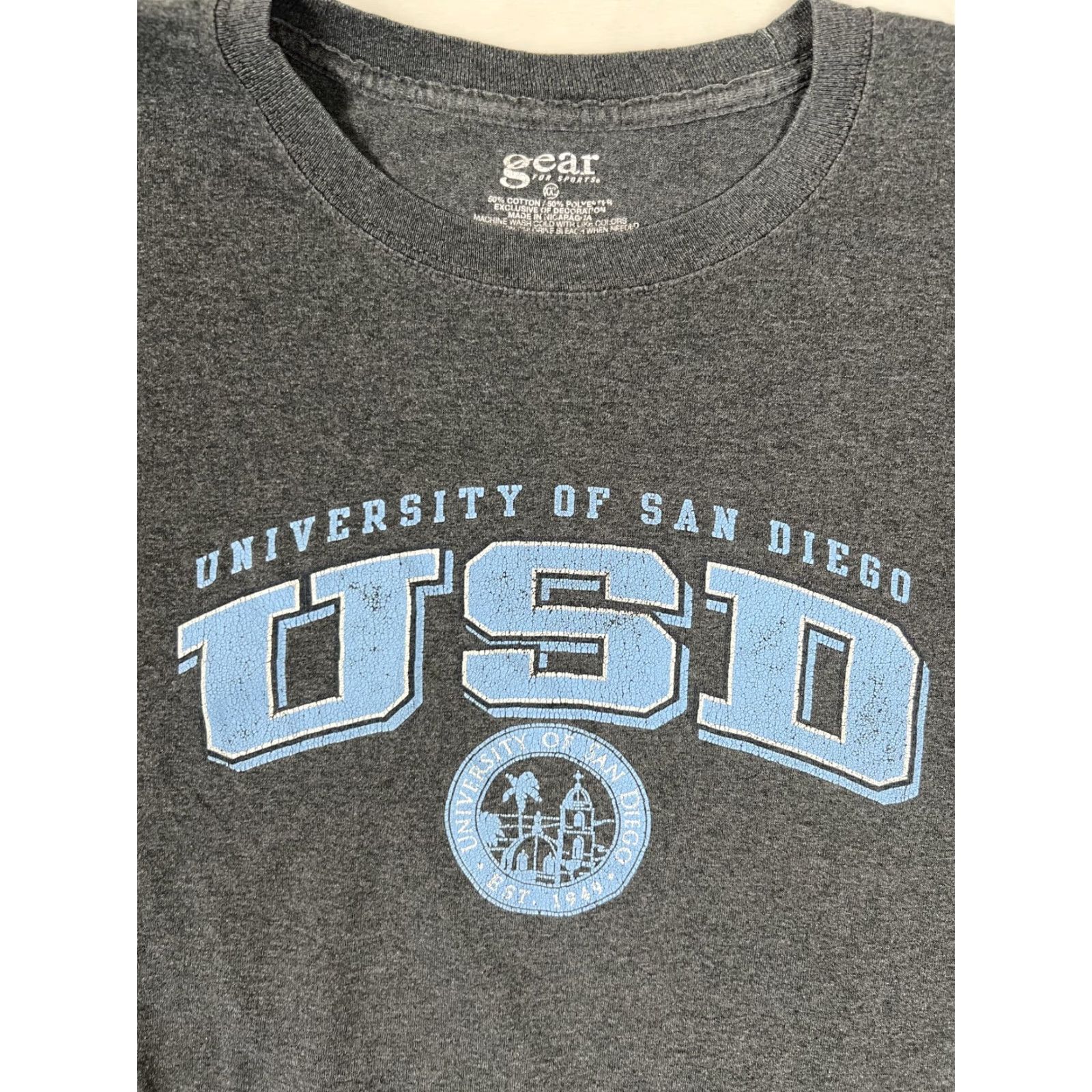 Vintage VTG University Of San Diego T-Shirt Mens 2XL Gray USD College Gear For Sports Size US XXL / EU 58 / 5 - 2 Thumbnail