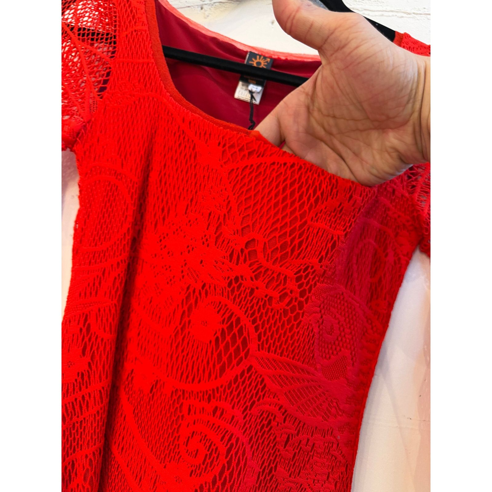 Jean Paul Gaultier Jean Paul Gaultier Soleil Red Lace Square Neck Bodycon Dress Size M / US 6-8 / IT 42-44 - 4 Thumbnail