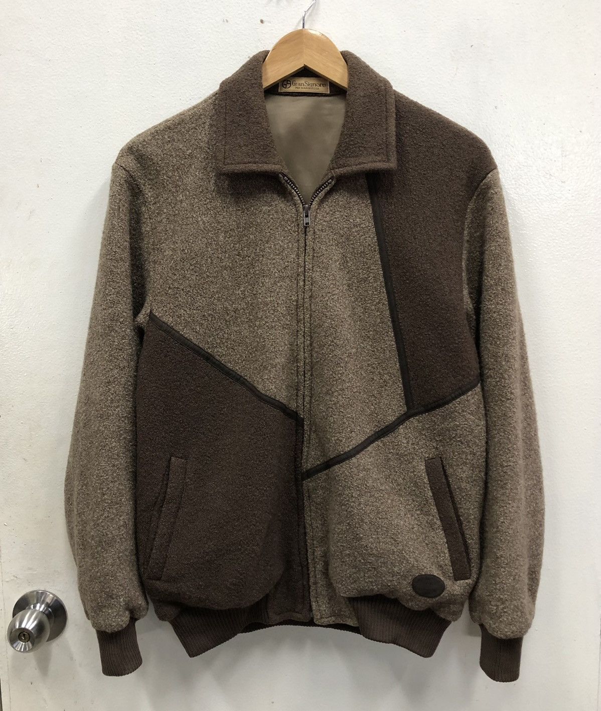 Vintage Vintage 90s Gran Signore Patchwork Zipper Wool Jacket Size US M / EU 48-50 / 2 - 2 Thumbnail