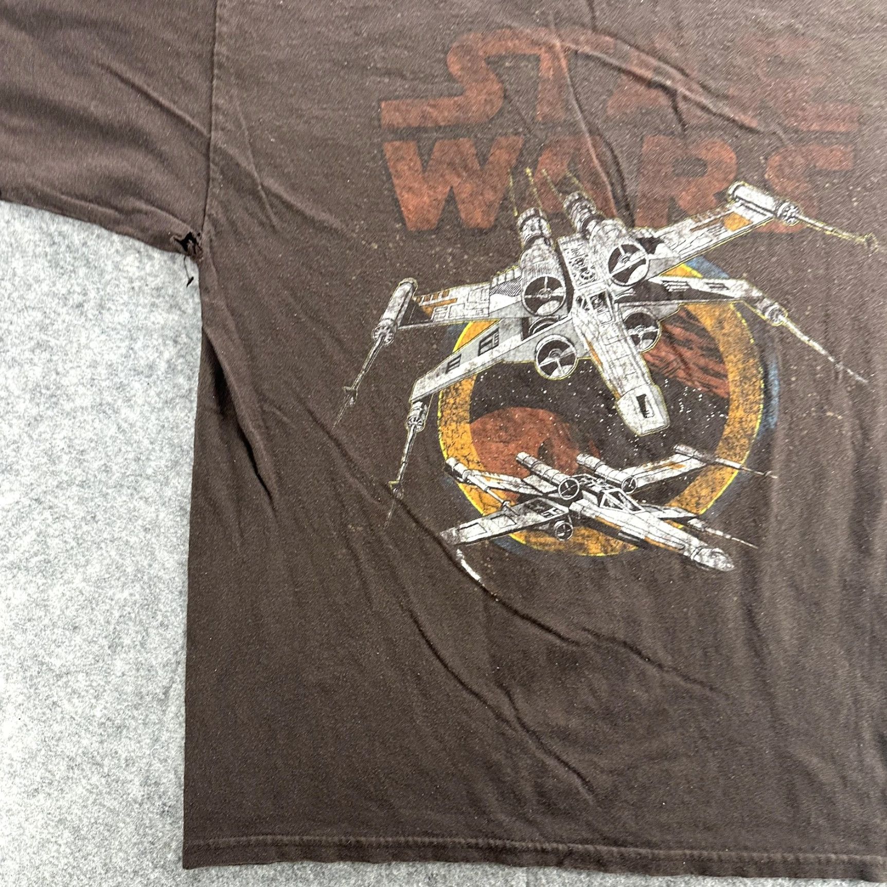 Star Wars VINTAGE Star Wars Mens Large T-Shirt Brown Graphic Print Rebel Alliance X-Wing Sci-Fi Movie Tee Size US L / EU 52-54 / 3 - 4 Thumbnail