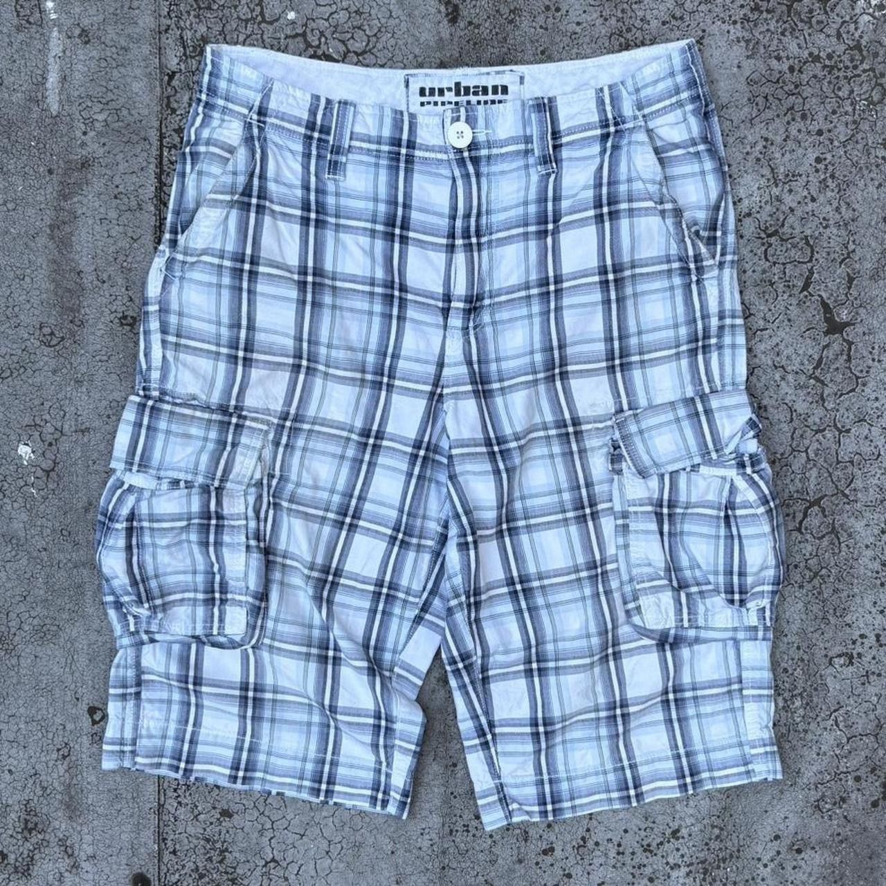 Anchor Blue Y2K Anchor Blue Plaid Cargo Tactical Shorts Size US 32 / EU 48 - 1 Thumbnail