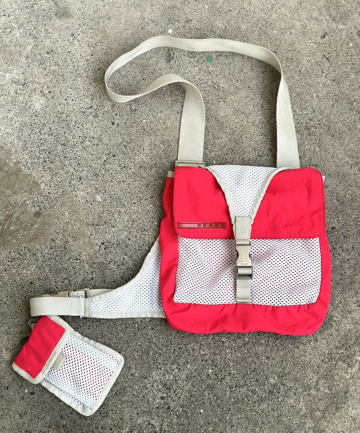 S/S1999 Archived Rare Color Prada Sport Side Bag with Pouch.