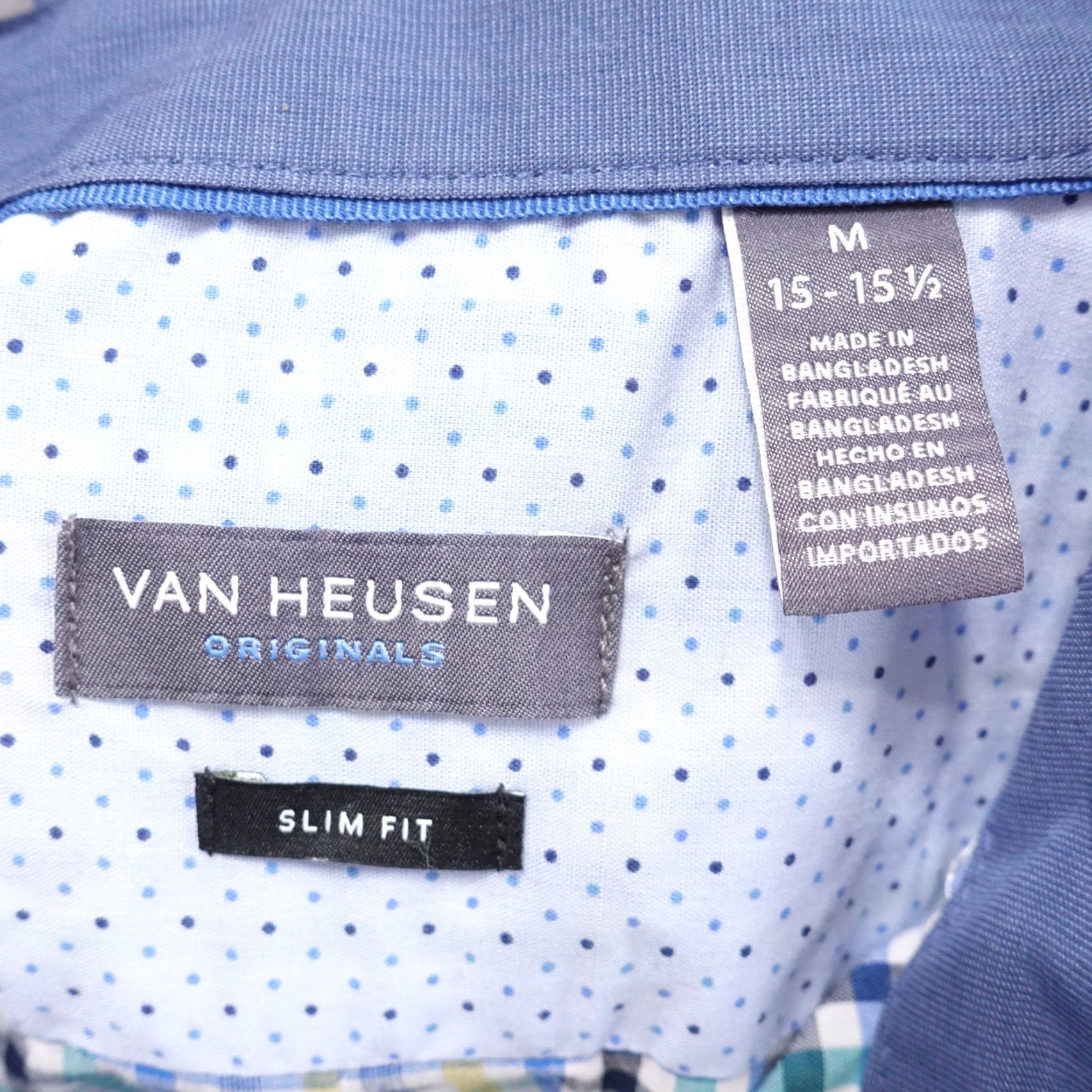 Van Heusen VAN HEUSEN Slim Fit Gingham Check Button-Up Shirt M Multicolor Regular Long Sleeve Mens Size US M / EU 48-50 / 2 - 6 Thumbnail