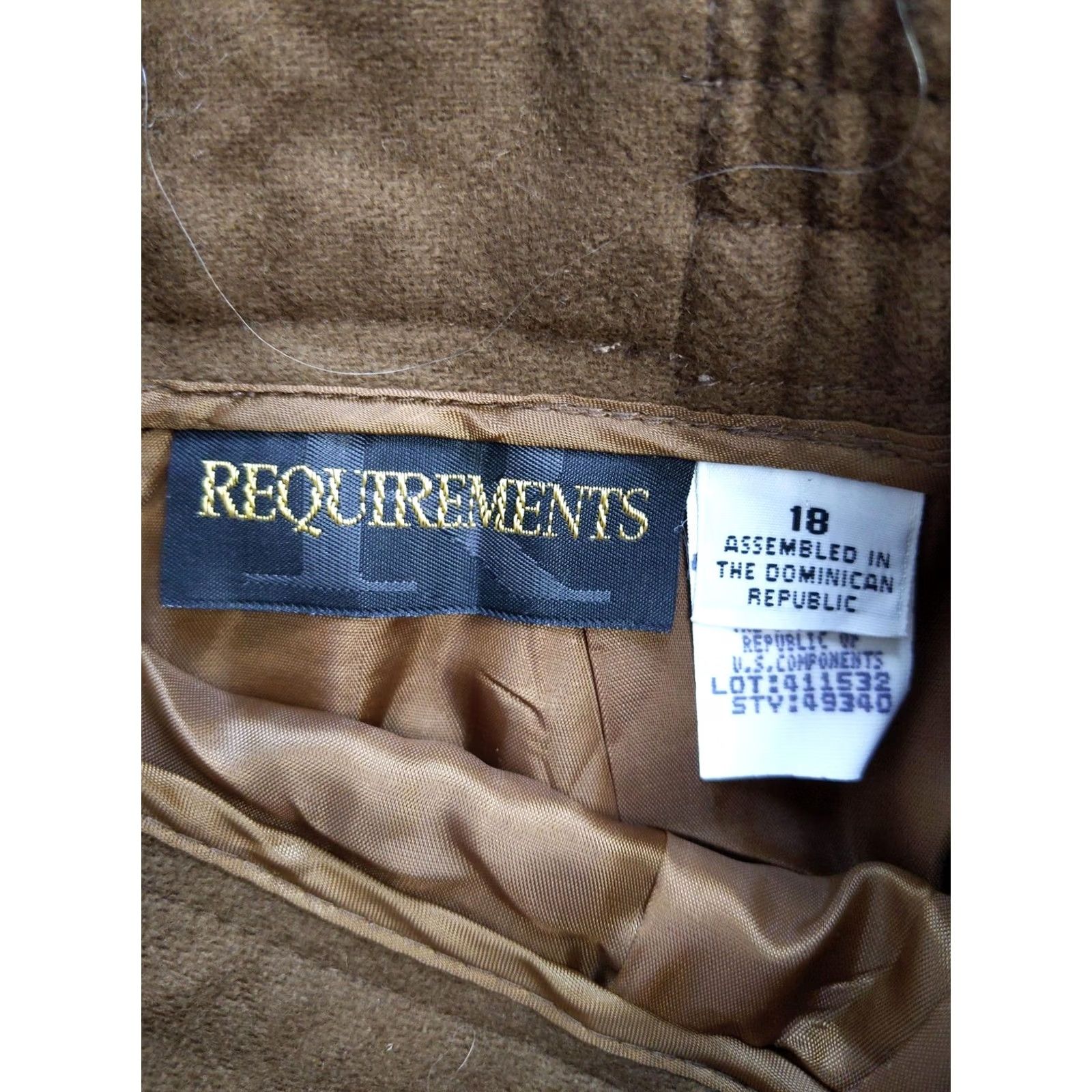 Vintage Requirements Skirt Womens 18 Brown Wool Knee Length Fully Lined Classic Career Wear Womens Size 40" / US 18 - 6 Thumbnail