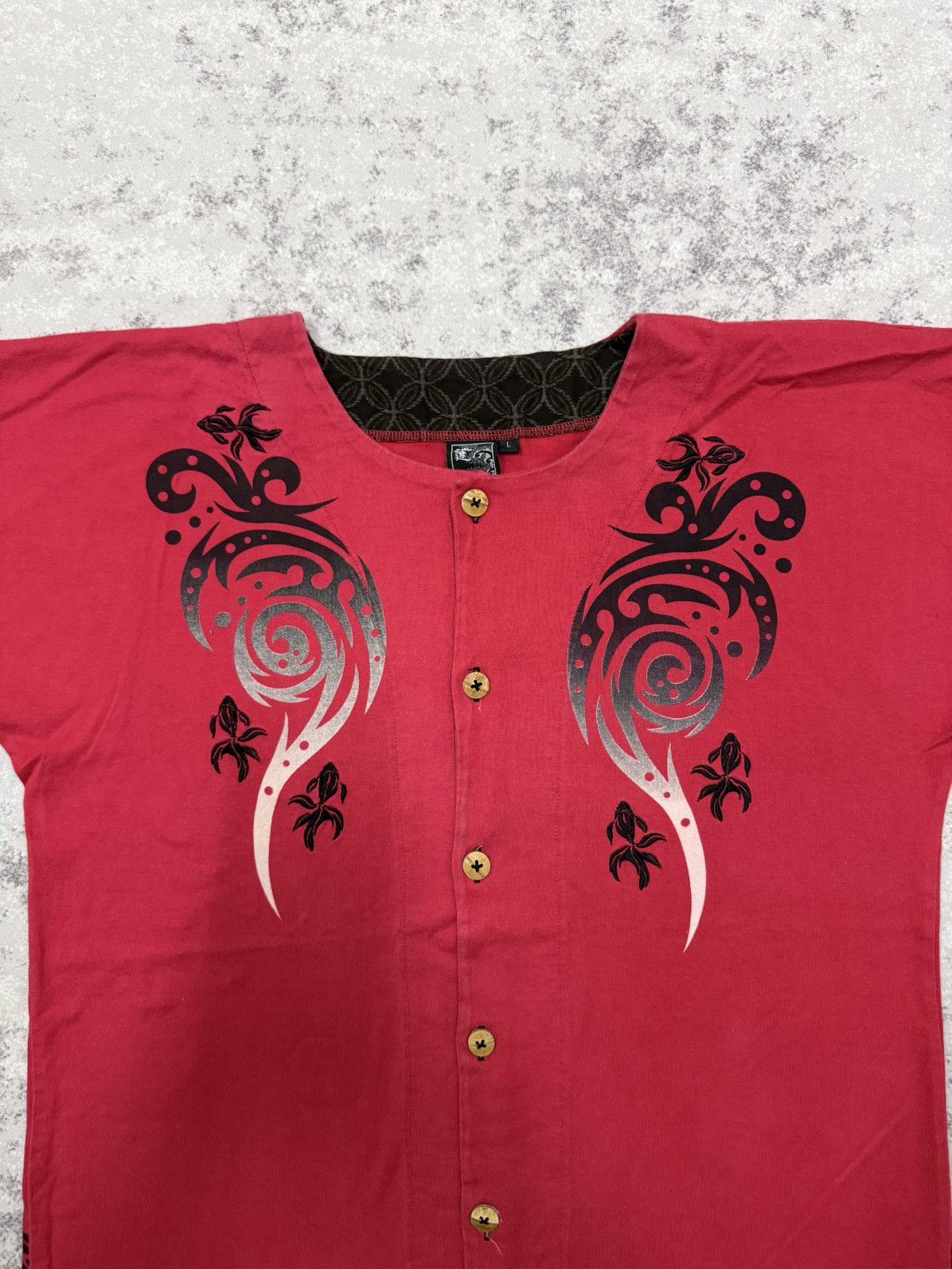 Japanese Brand Vintage No wave no life sukajan button up shirt Size US S / EU 44-46 / 1 - 2 Thumbnail