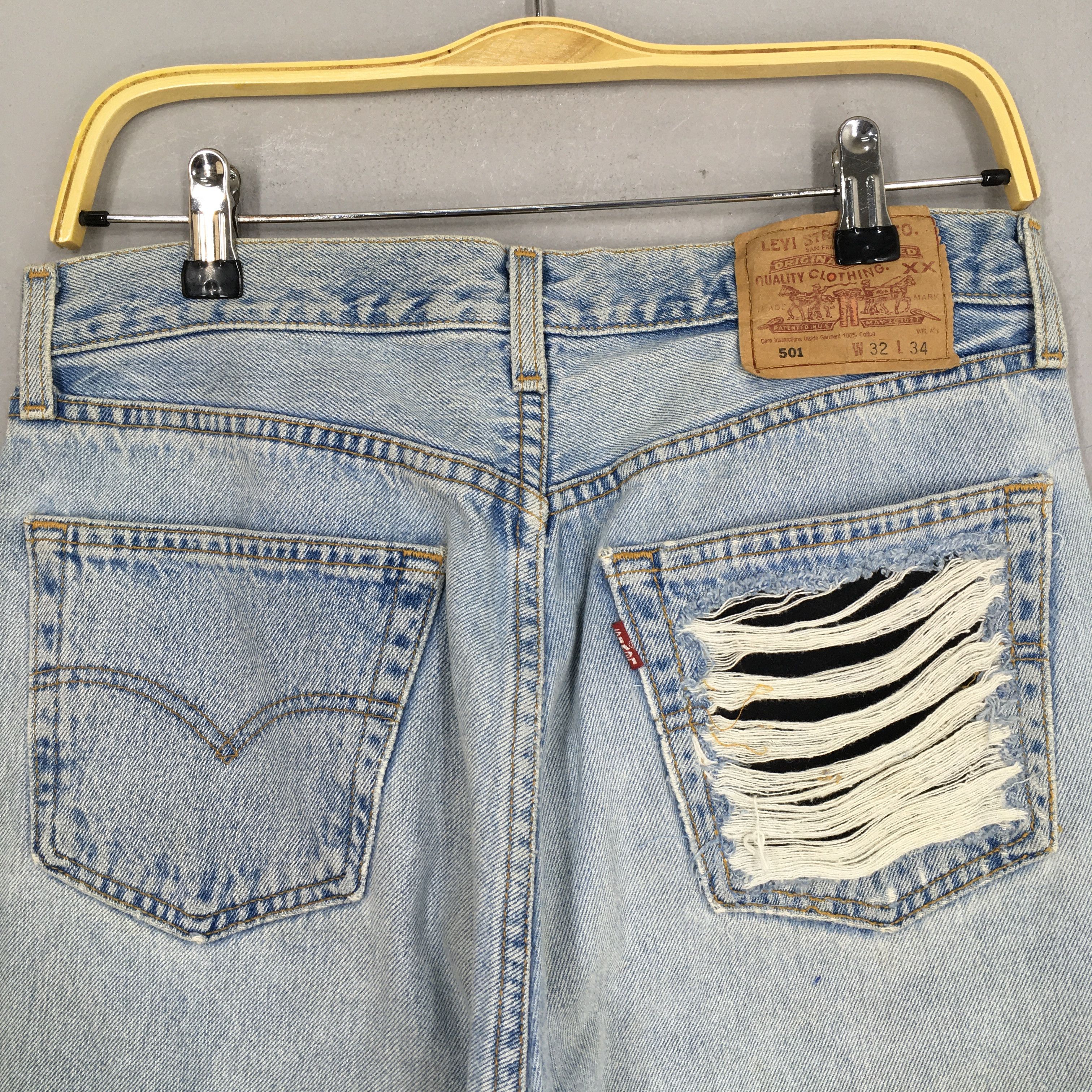 Levi's Size 31x29 Vintage 90s Levi's 501 Distressed Jeans S1576 Size US 31 - 10 Thumbnail