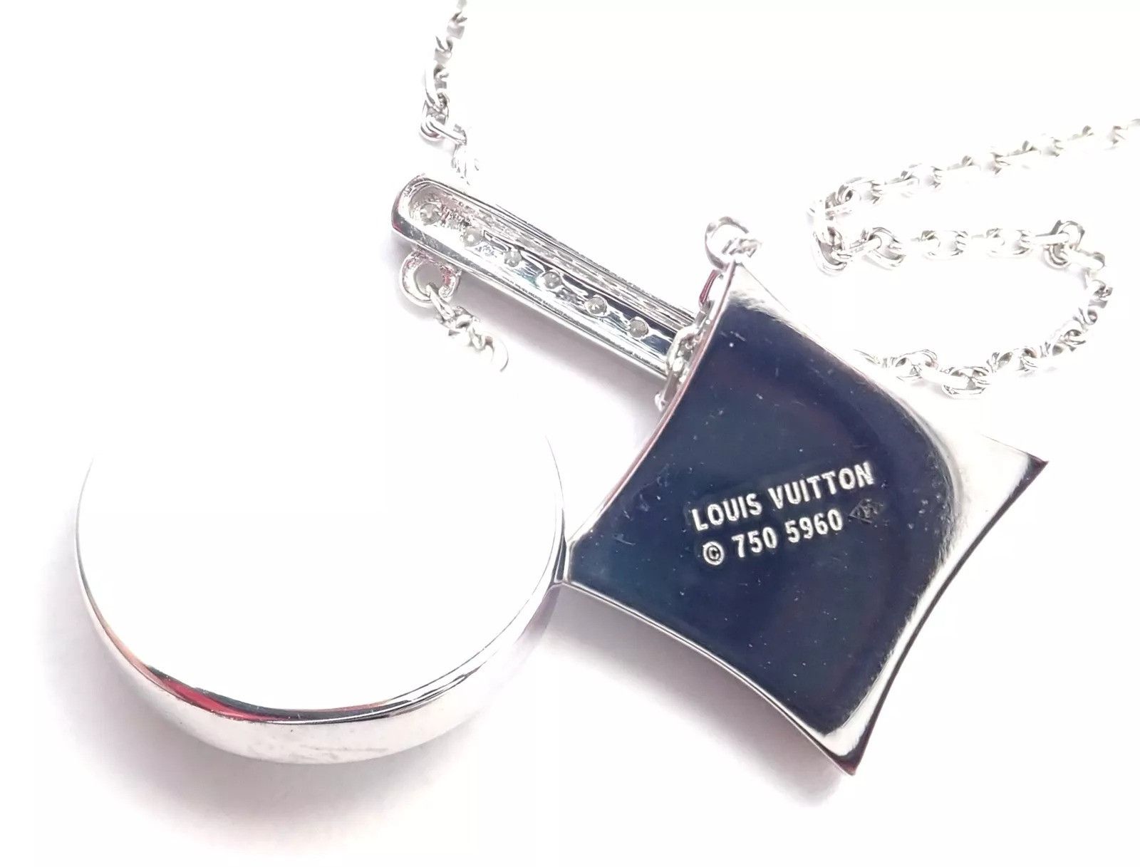 Louis Vuitton Louis Vuitton 18k White Gold Diamond Link Pendant Necklace Size ONE SIZE - 7 Thumbnail