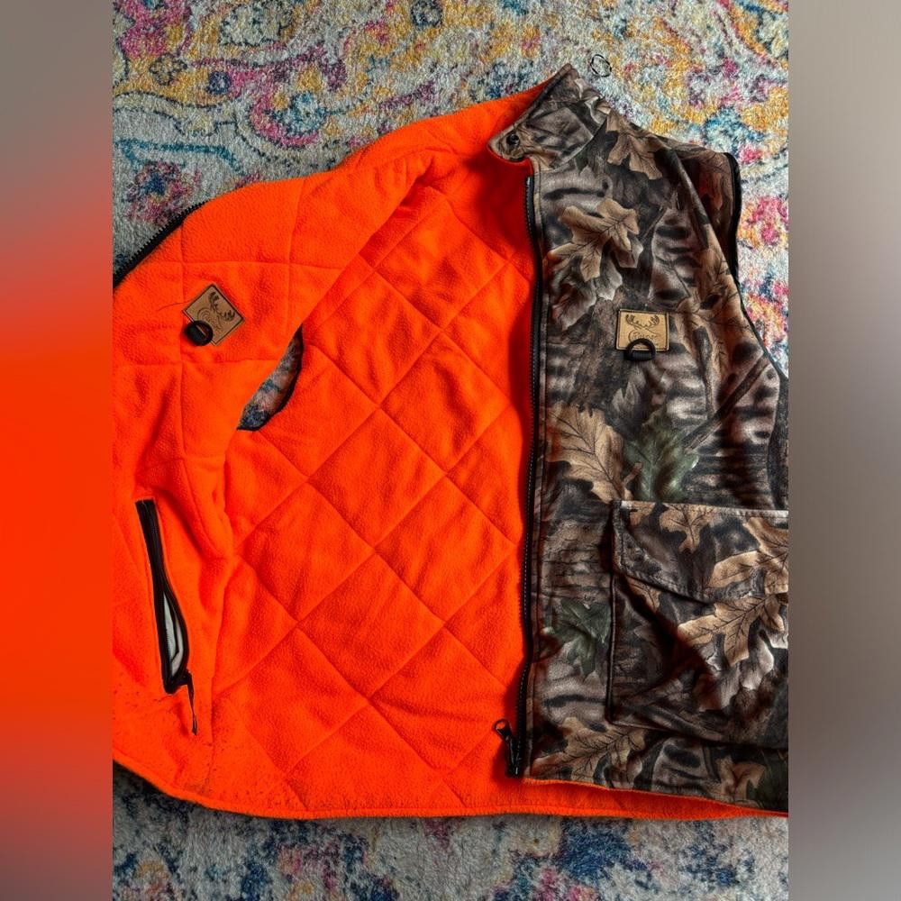 Designer Vintage camo and bright orange vest Size US L / EU 52-54 / 3 - 3 Thumbnail