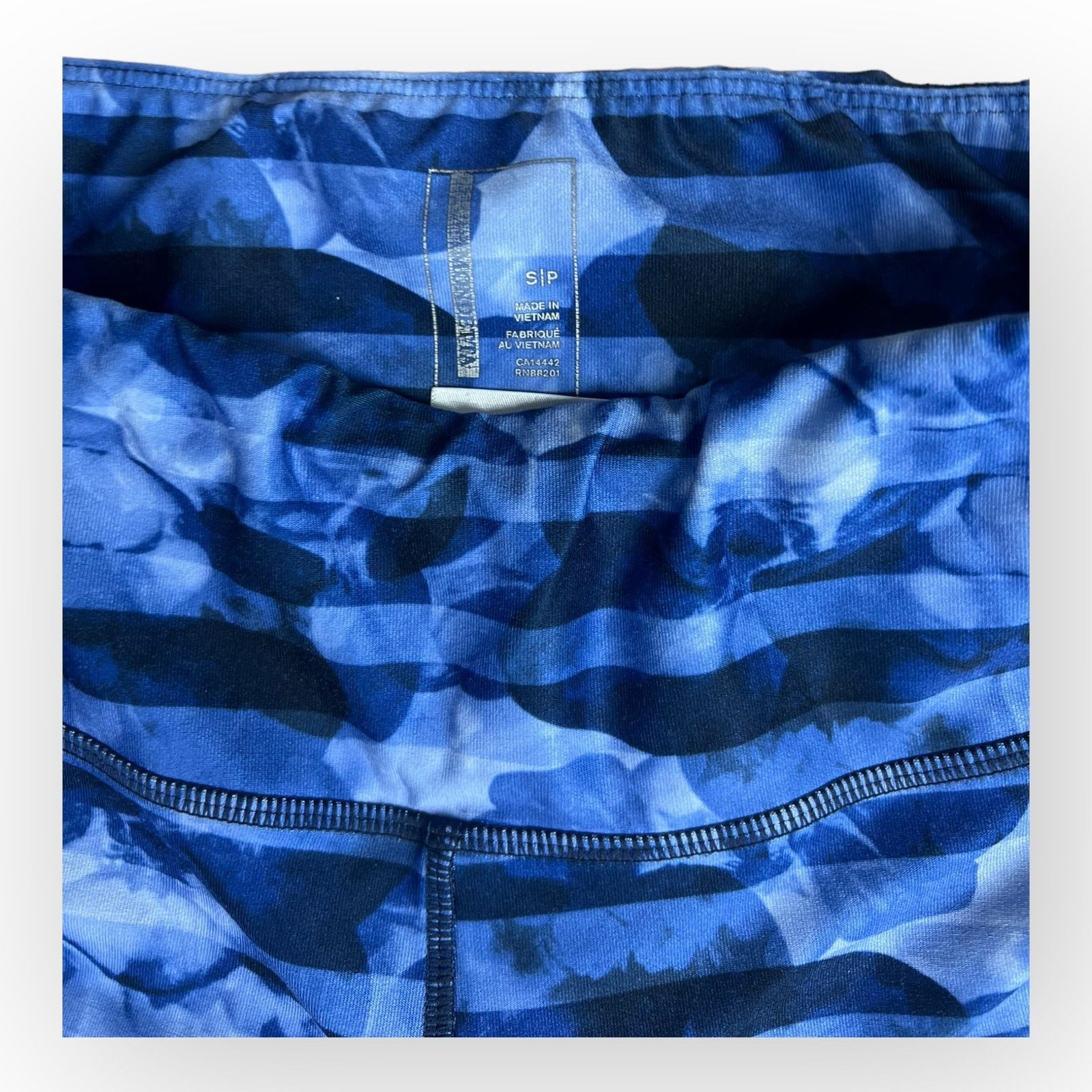 Dillard's Mondetta Women's Active Leggings - Blue Striped Floral Size 26" / US 2 / IT 38 - 6 Thumbnail