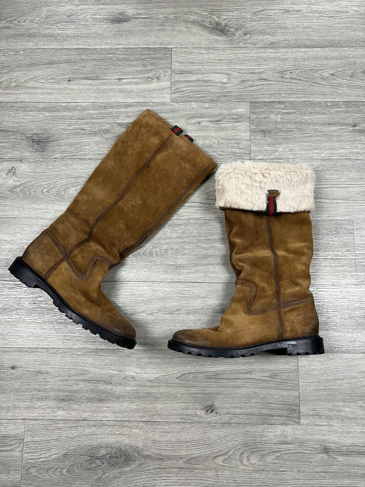 Gucci Gucci Saint Moritz Women Brown Suede Fur Lined Boot Size US 7.5 / IT 37.5 - 19 Thumbnail