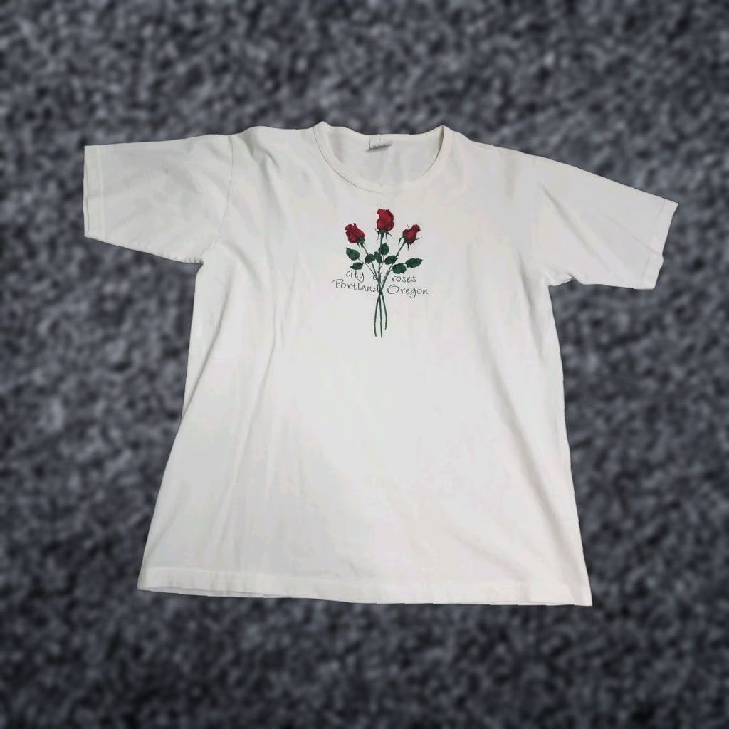 Anvil VINTAGE Women's Portland Oregon City of Roses T-Shirt Cotton Short Sleeve Regular Fit M White USA 90s Size M / US 6-8 / IT 42-44 - 1 Thumbnail