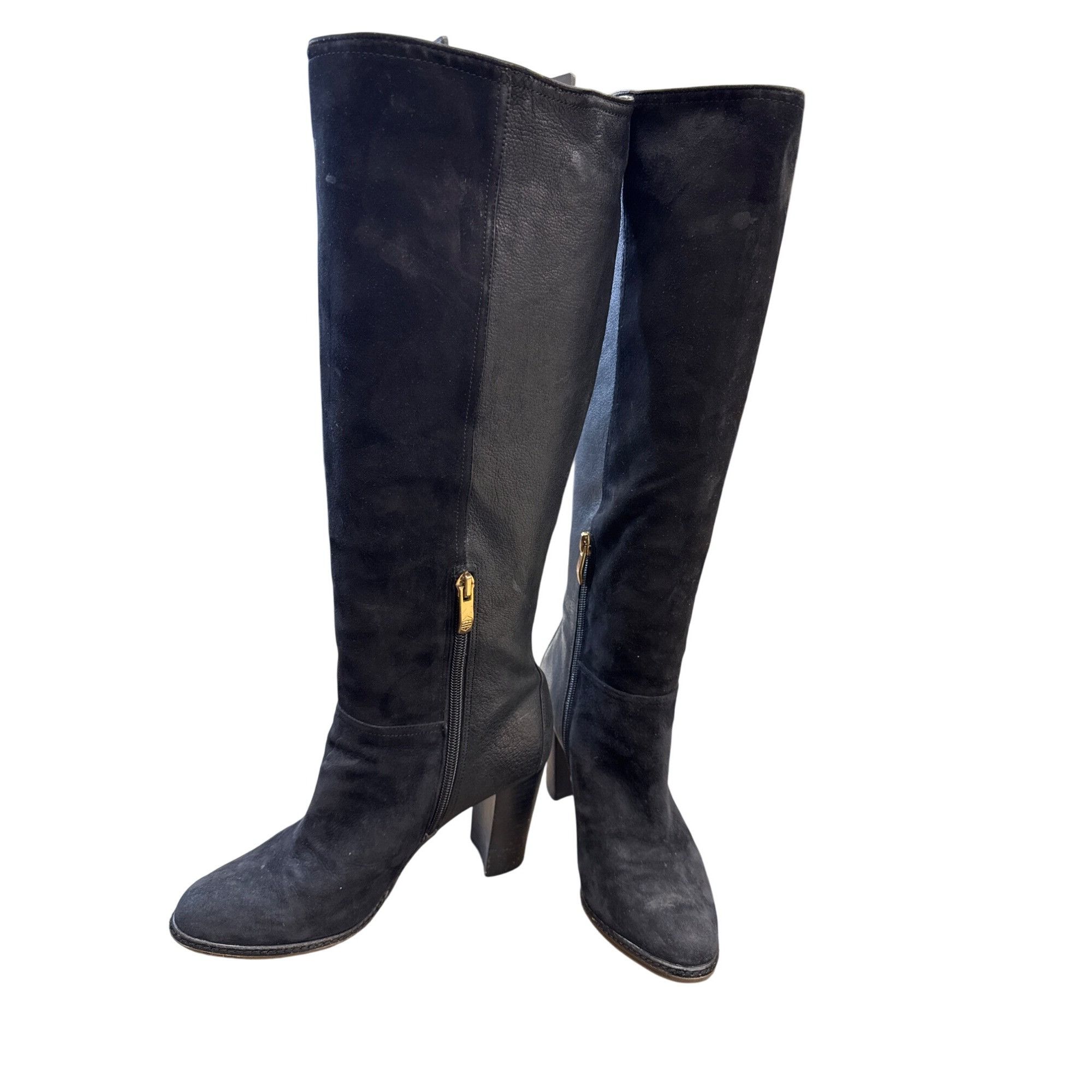 Vince Camuto Vince Camuto Womens Black Leather & Suede Knee Boots Size 6B Size US 6 / IT 36 - 2 Thumbnail
