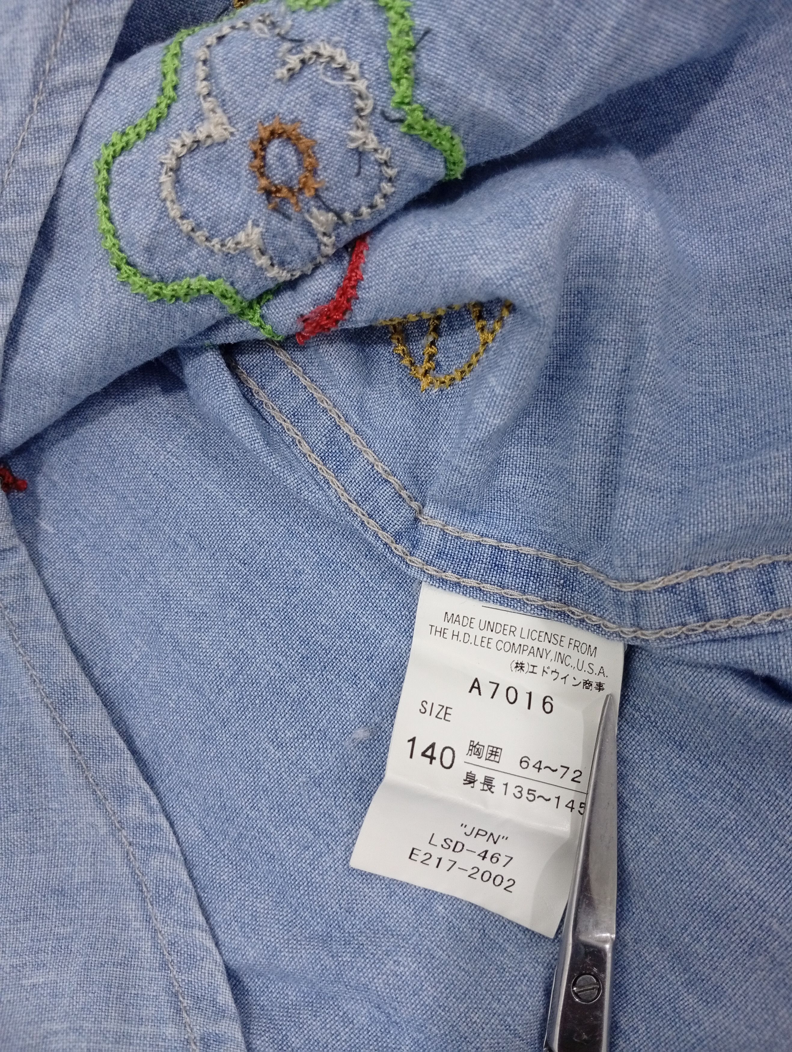 Lee × Vintage 🔥🔥Lee Riders Kids Boys Embroidery Denim Shirt Size US XXS / EU 40 - 24 Thumbnail