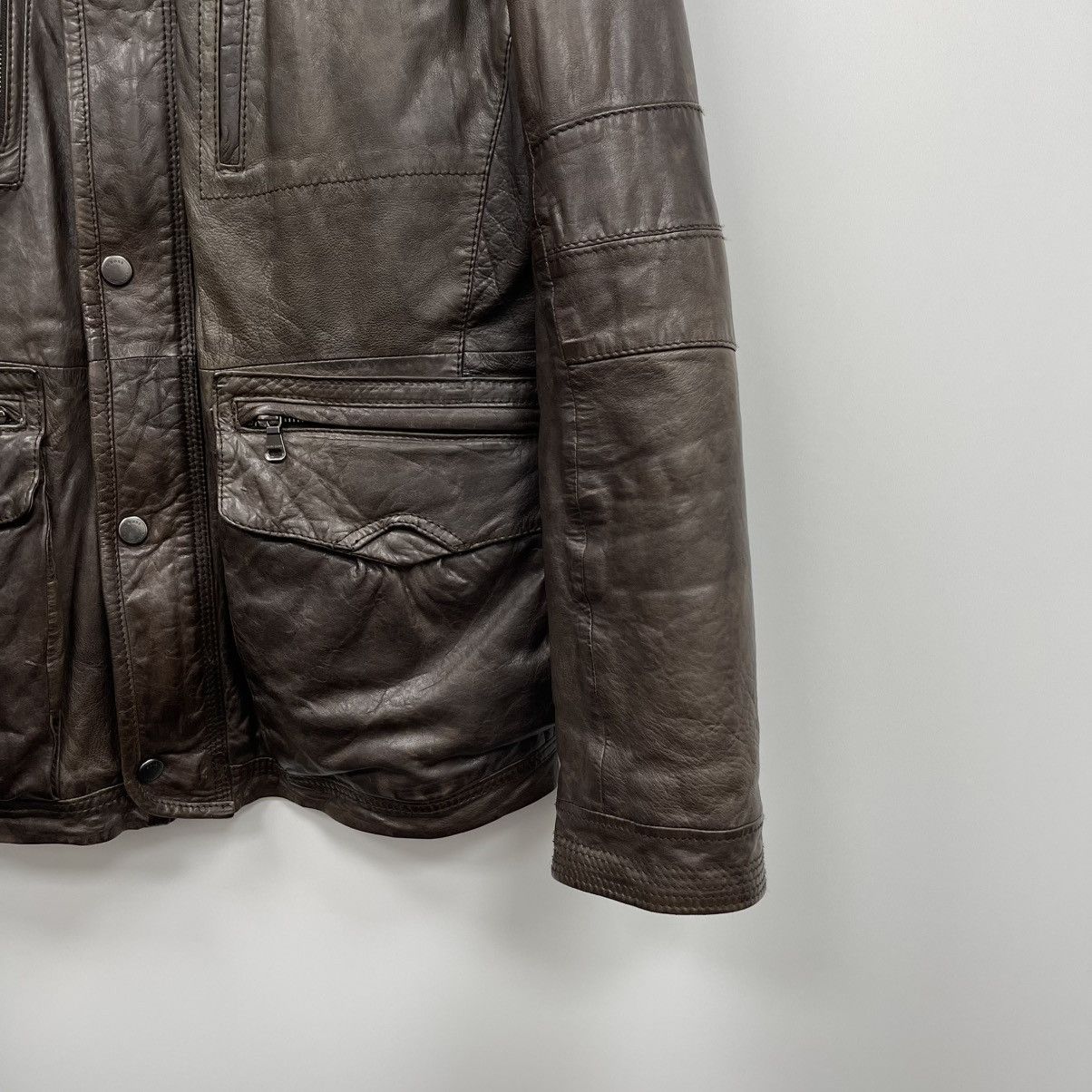 Hugo Boss Hugo Boss Noakh Lamb Leather Pocket Jacket Brown Size US M / EU 48-50 / 2 - 5 Thumbnail