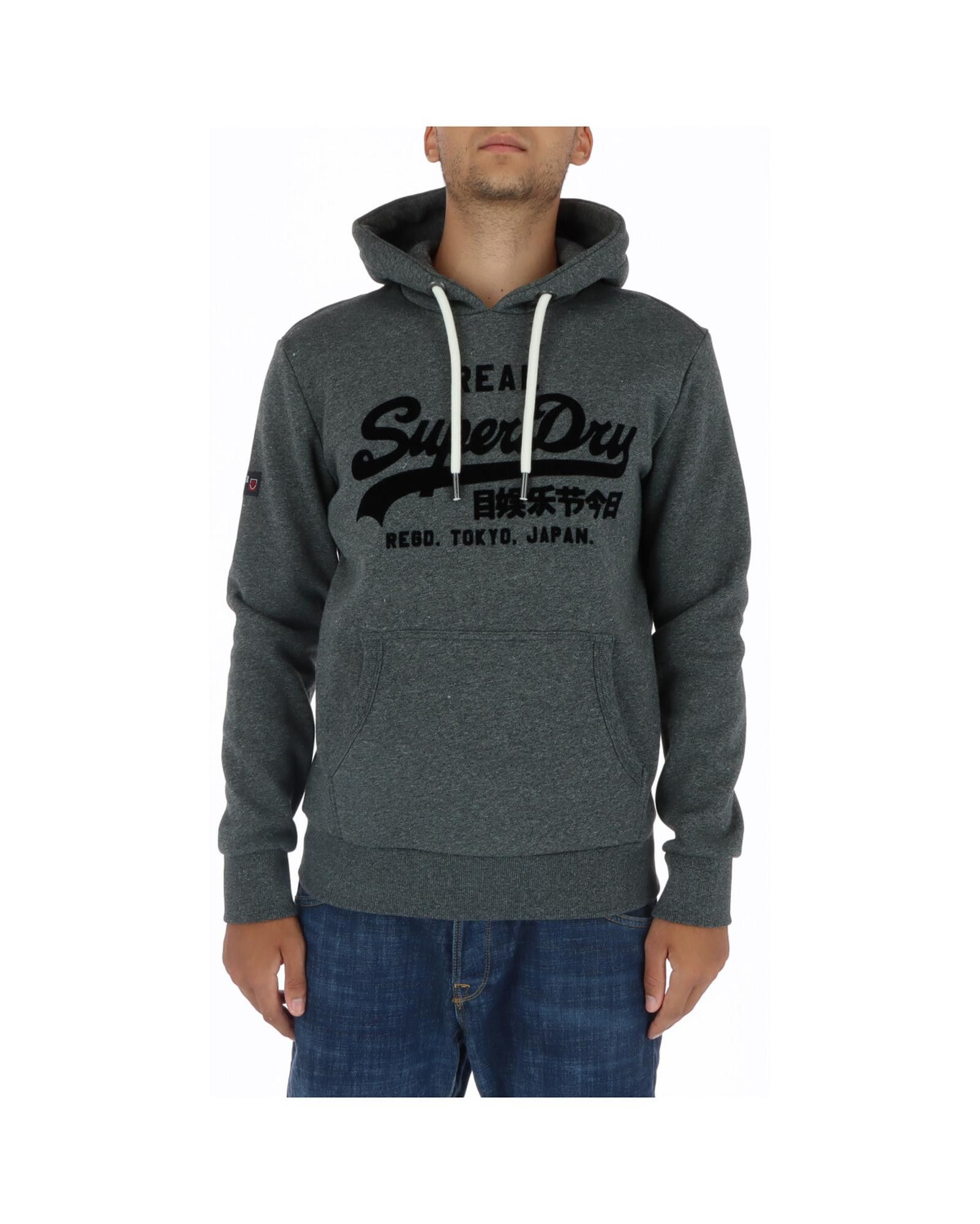 image of Superdry Print Hooded Sweatshirt in Grey, Men's (Size 2XL)