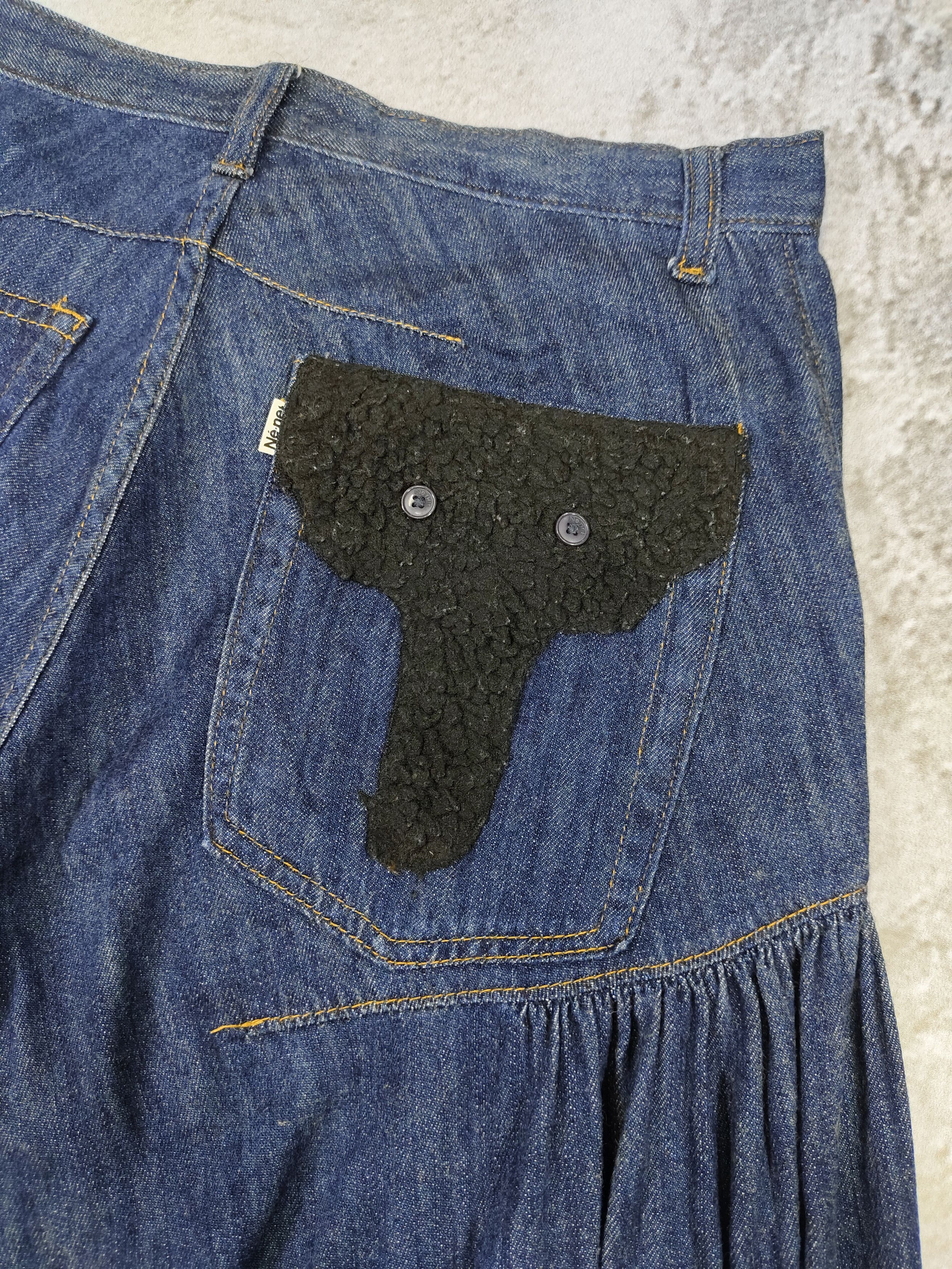 Ne-Net 00s Ne-net- Elephant Pacth Drop Crotch Balloon Denim Shorts Size 30" / US 8 / IT 44 - 3 Thumbnail