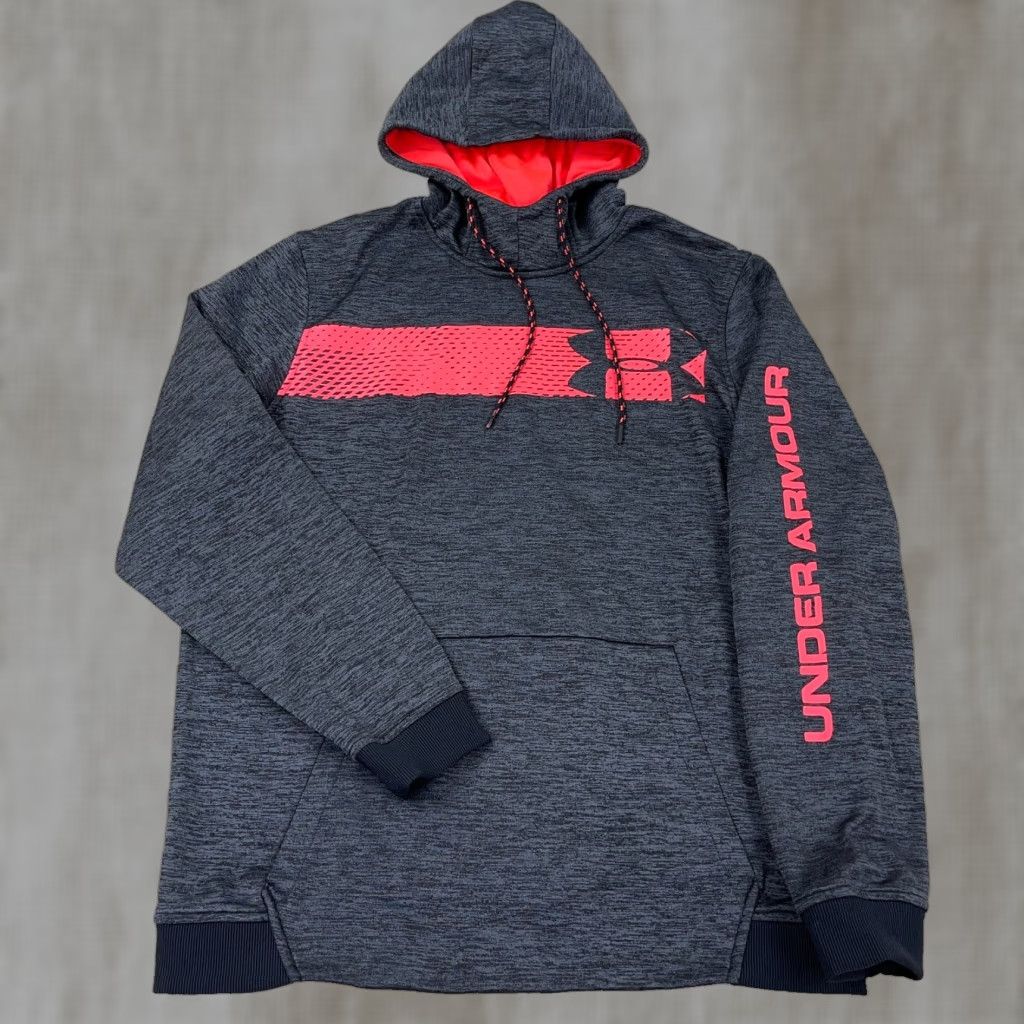 Under Armour Under Armour Hoodie Men Large Gray Pink Sweatshirt Performance Cold Gear Loose Size US L / EU 52-54 / 3 - 1 Thumbnail