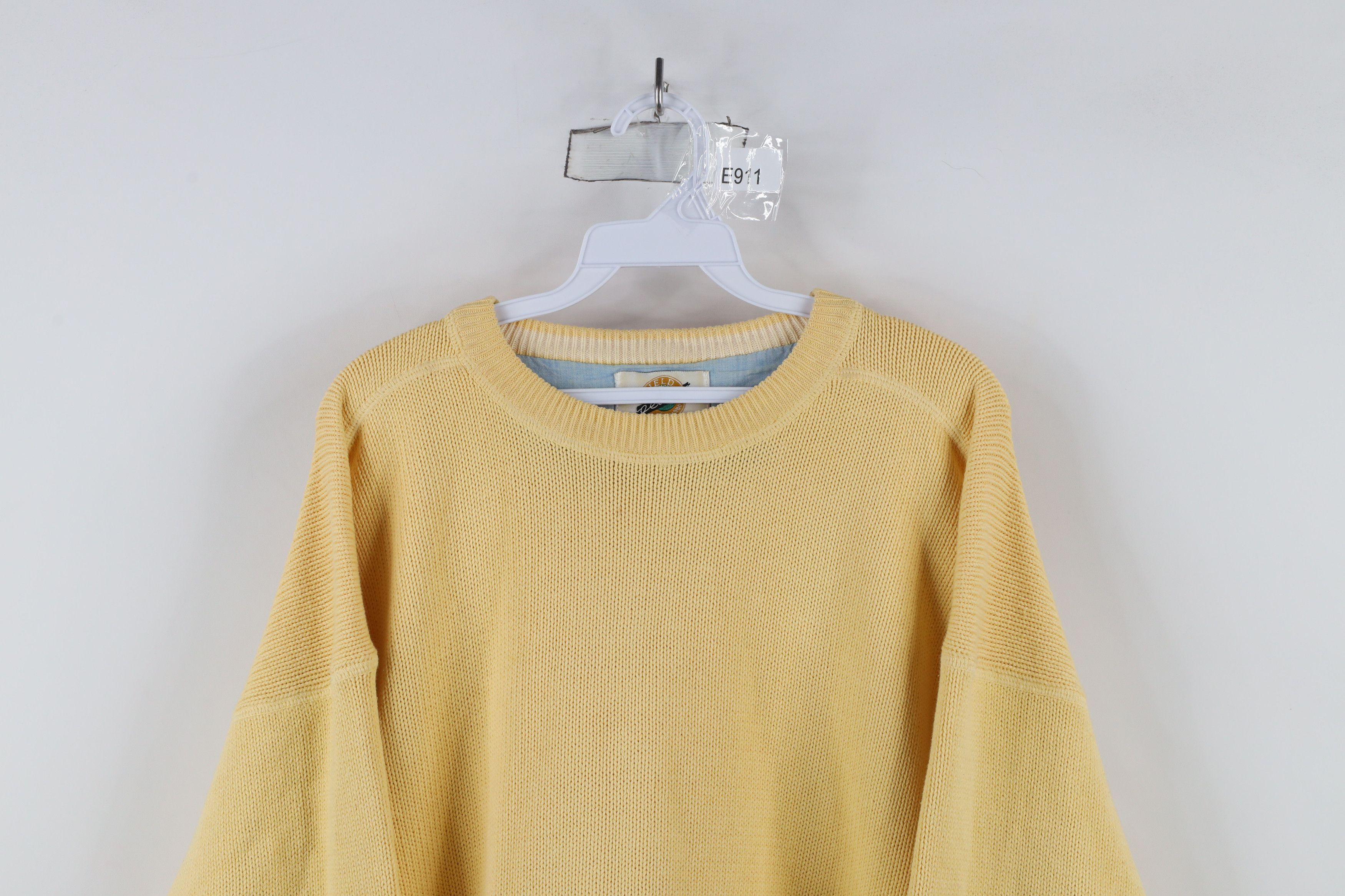 Vintage Vintage 90s Streetwear Blank Cotton Knit Sweater Yellow Size US L / EU 52-54 / 3 - 2 Thumbnail