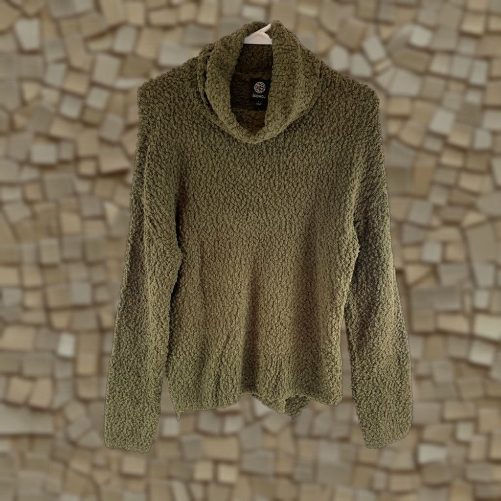 Vintage Bobeau Sweater Women's Size S Green Fuzzy Loose Knitted Cowl Neck Long Sleeve Size S / US 4 / IT 40 - 1 Thumbnail
