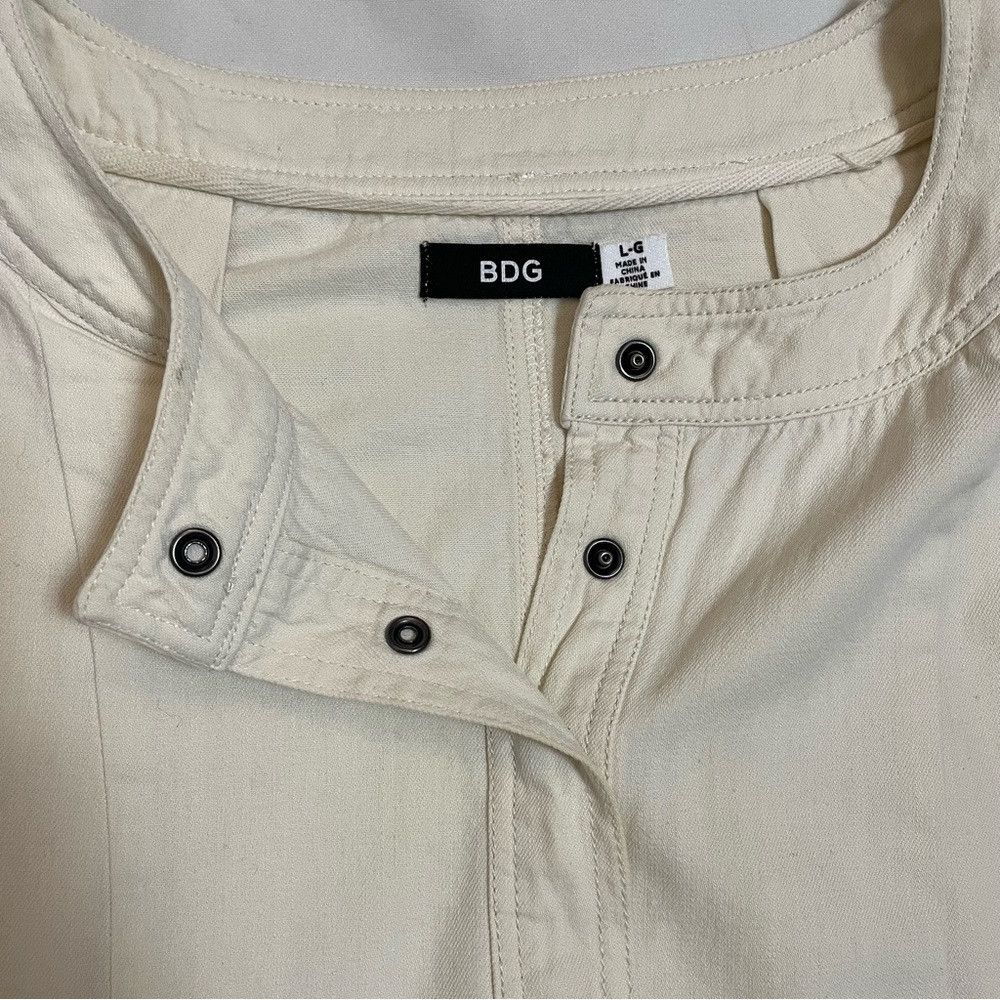 Bdg BDG Everly Dolman 3/4 Sleeve Cotton Denim White Mini Dress Size L / US 10 / IT 46 - 7 Thumbnail