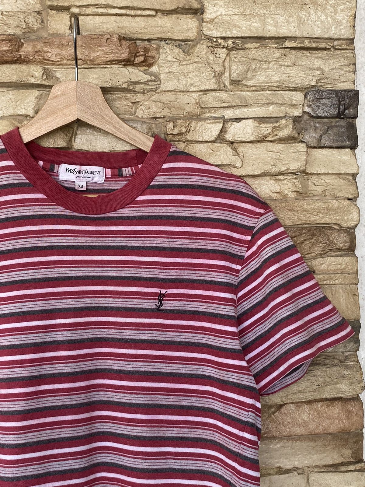 Vintage Vintage Yves Saint Laurent Pour Homme Stripe Tees Size US XS / EU 42 / 0 - 1 Thumbnail