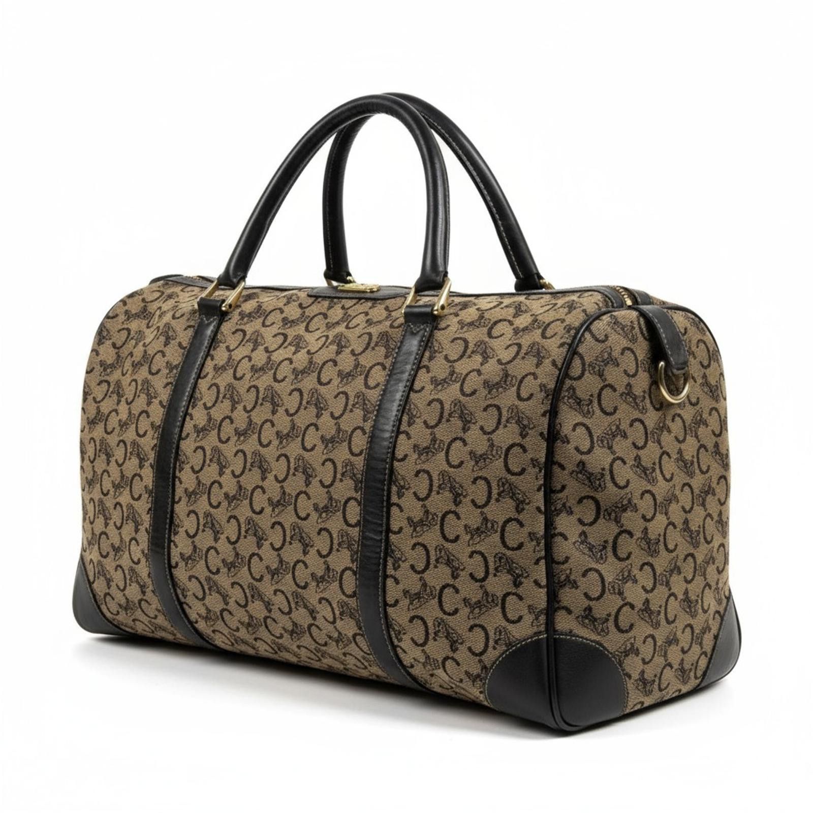 Celine Celine - Vintage Monogram Canvas Handbag with Black Leather Size ONE SIZE - 1 Thumbnail