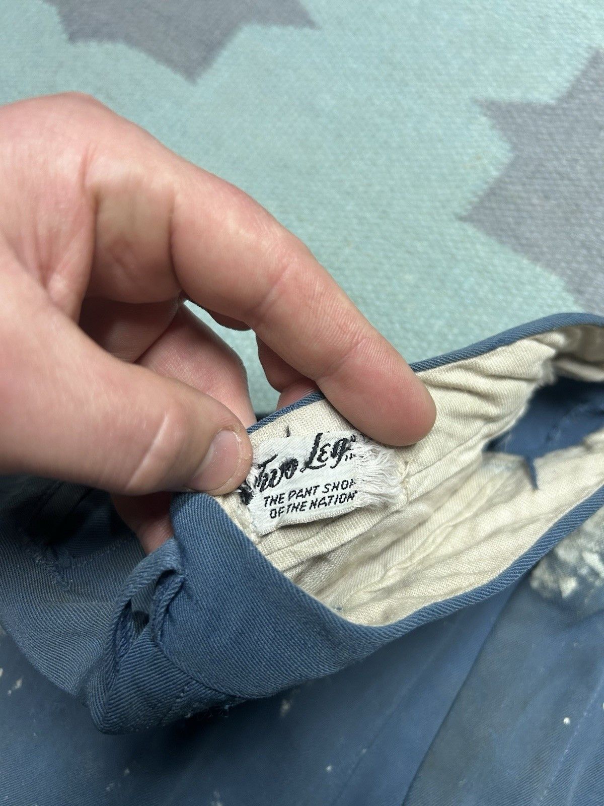 Vintage VTG 40s rayon gabardine slacks pleated paint distress 25x30 Size US 26 / EU 42 - 10 Thumbnail