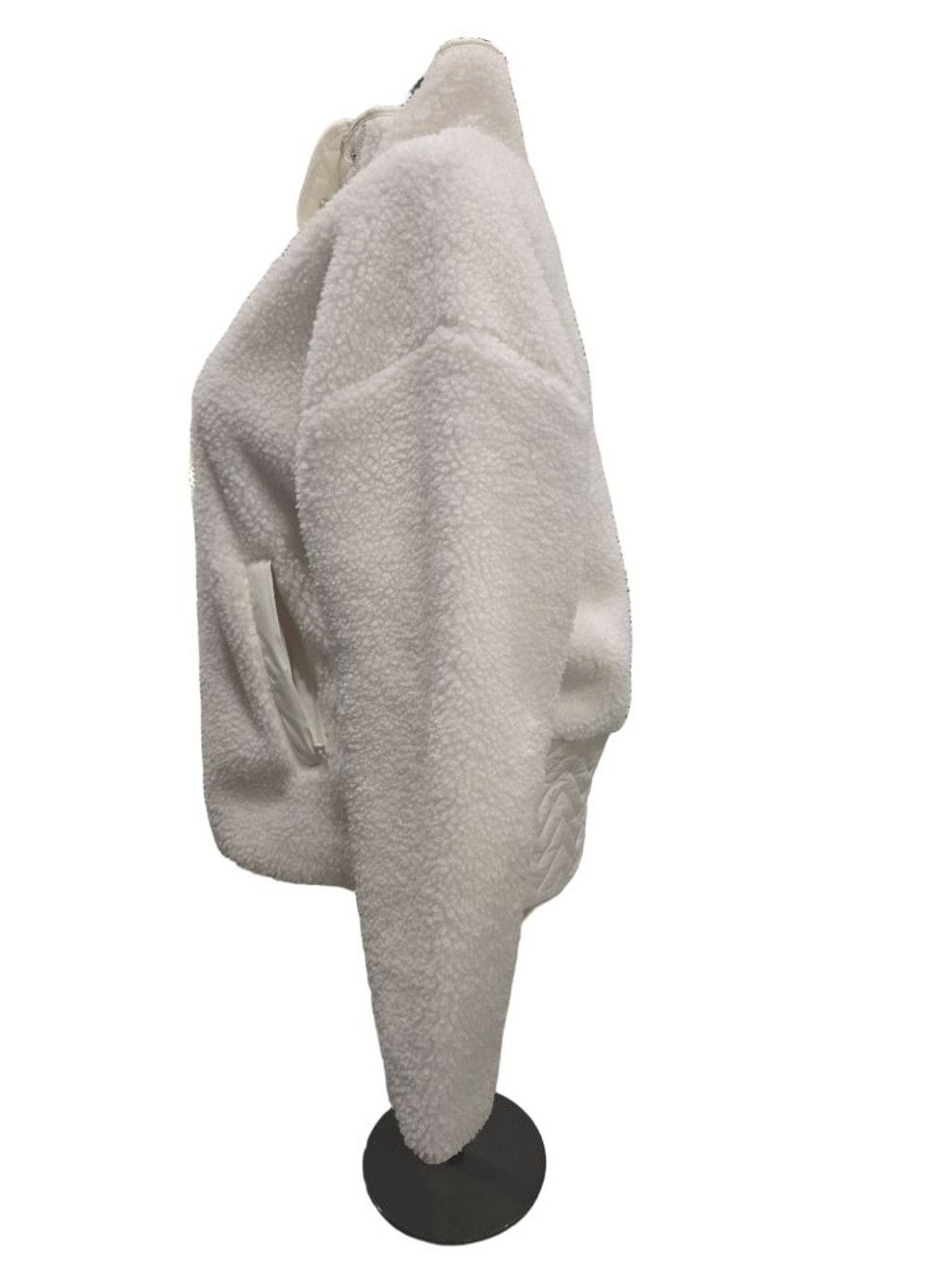 Athleta Athleta White Sherpa Fleece Snap Pullover Sweatshirt L Size L / US 10 / IT 46 - 3 Thumbnail