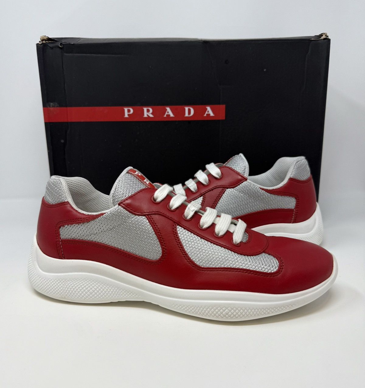 Prada Prada Americas Cup Sneaker Leather Red Size US 8.5 / EU 41-42 - 1 Thumbnail