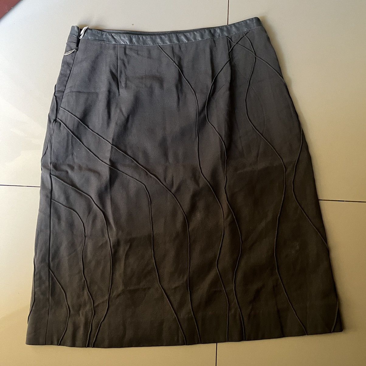 Versace × Versus Versace Versus Versace Slim Fit Leather Linen Skirt Size 28" / US 6 / IT 42 - 7 Thumbnail