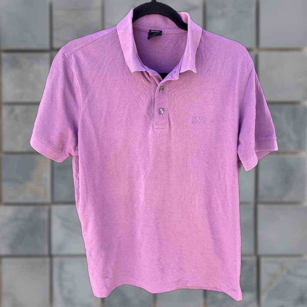 Hugo Boss HUGO BOSS Purple Solid Logo SS Polo M Classic City Pima Cotton Golf Design Shirt Mens Medium Purple Logo Polo 80s 90s City USA Size US M / EU 48-50 / 2 - 1 Thumbnail