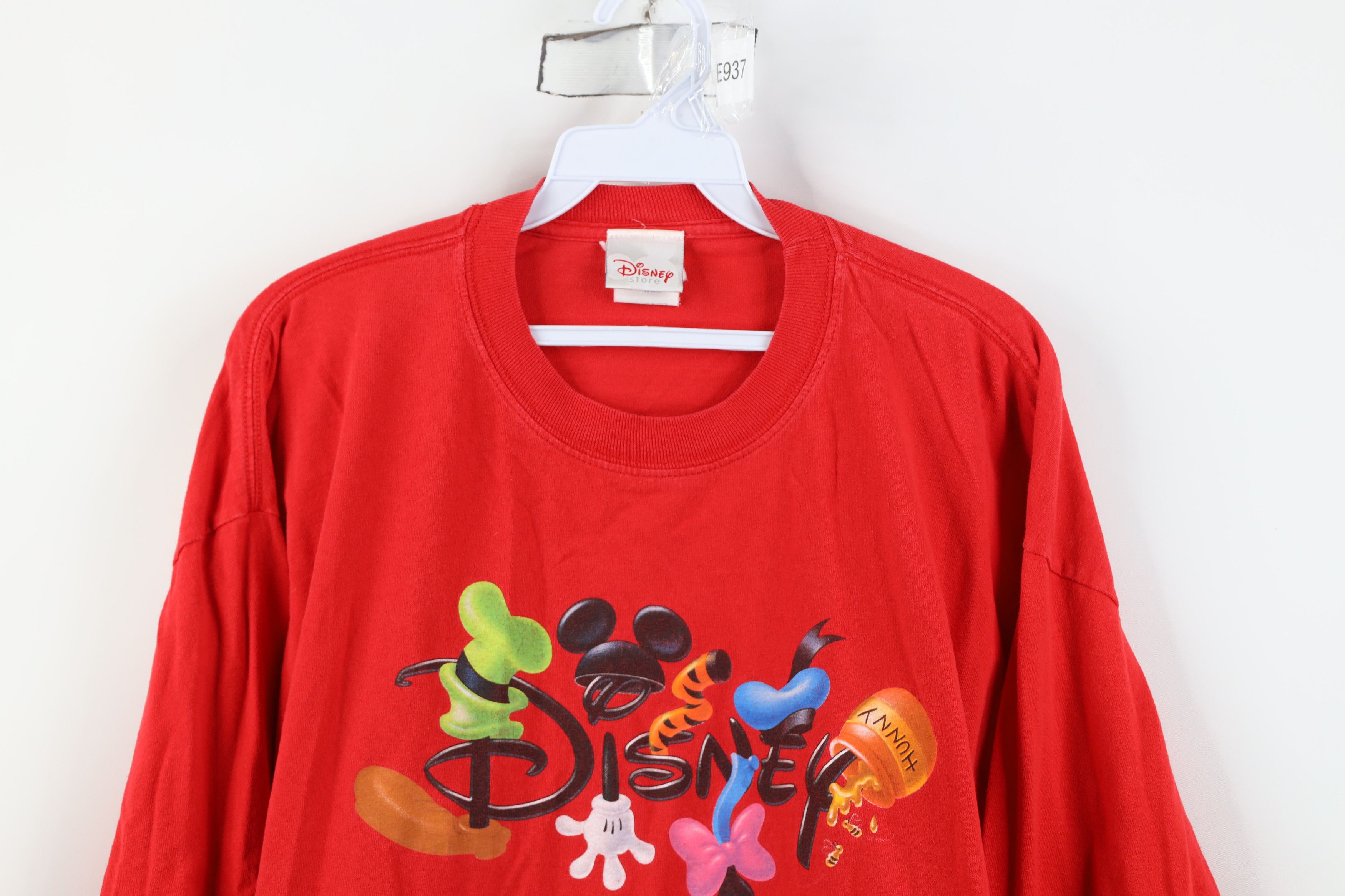 Disney Vintage 90s Y2K Disney Spell Long Sleeve T-Shirt Red Cotton Size XL / US 12-14 / IT 48-50 - 2 Thumbnail