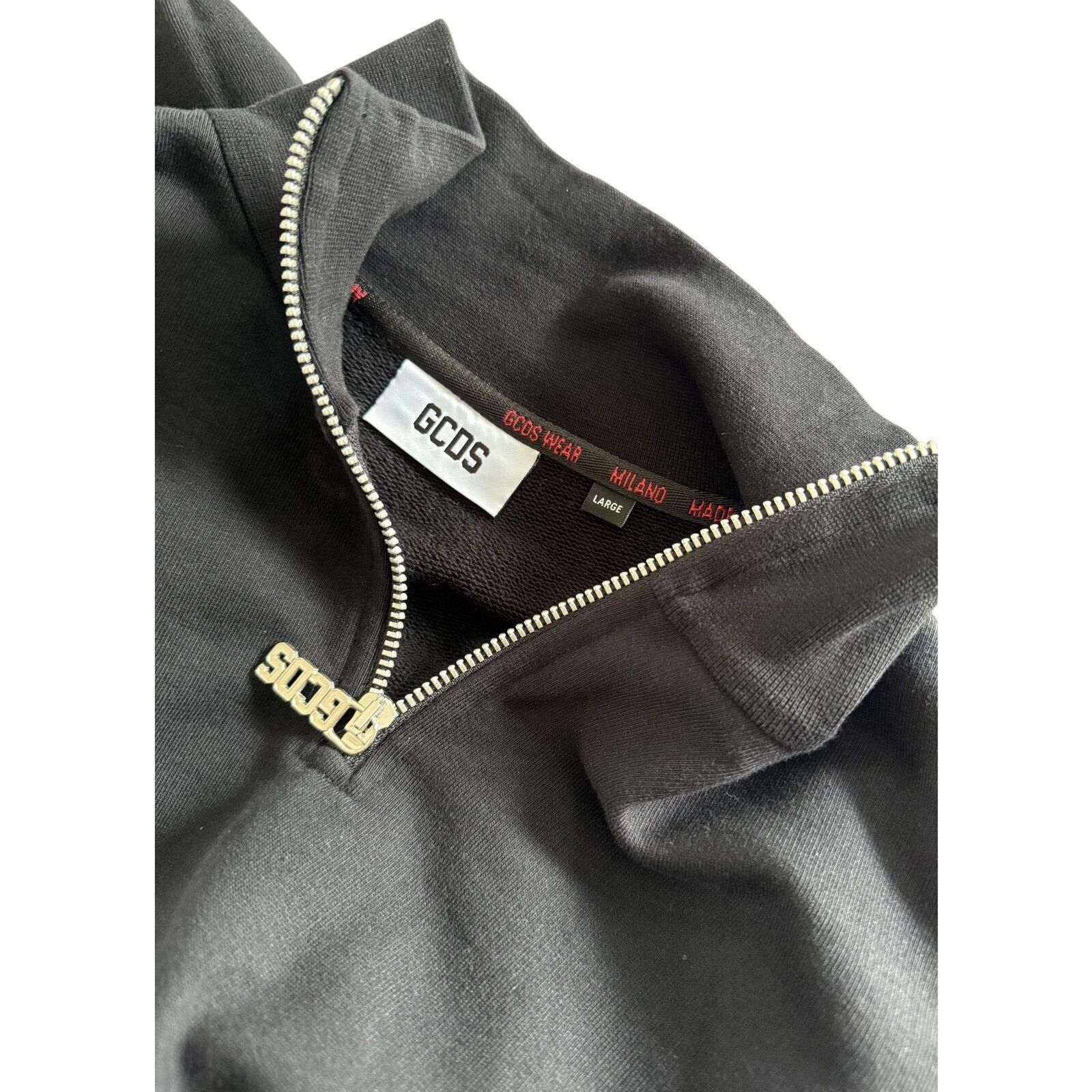 GCDS GCDS Striped Mock Neck Track Sweatshirt Black Red Size US L / EU 52-54 / 3 - 3 Thumbnail
