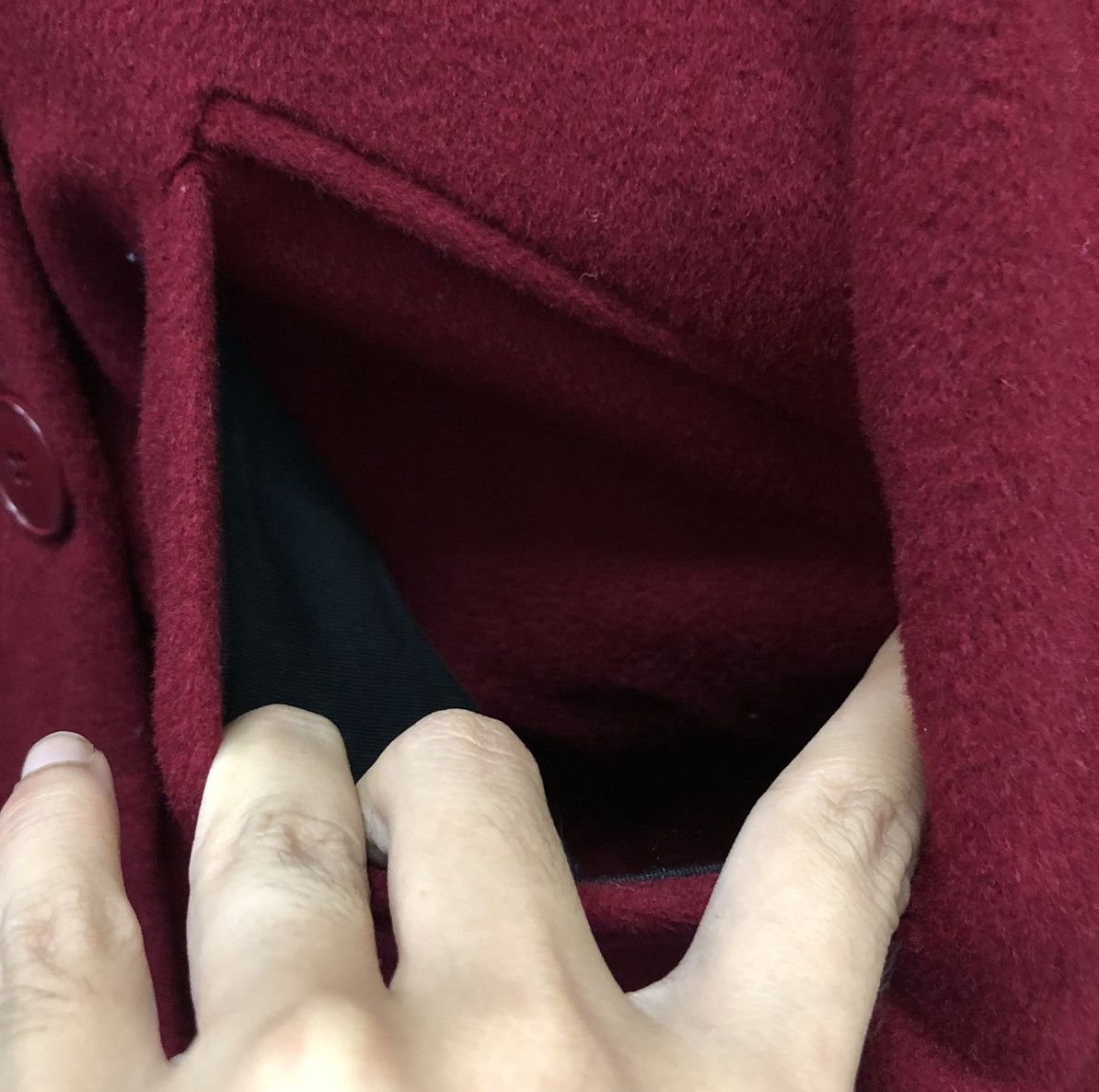 agnes b. Agnes b. Burgundy Wool-Blend Double-Breasted Coat Made Japan Size M / US 6-8 / IT 42-44 - 6 Thumbnail