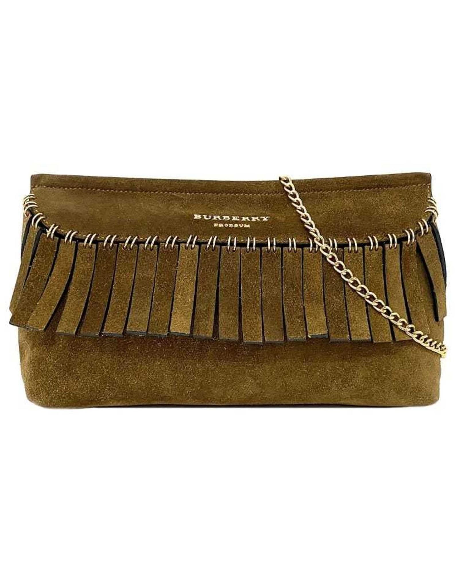 image of Burberry Brown Suede Versatile Designer Bag, Women's
