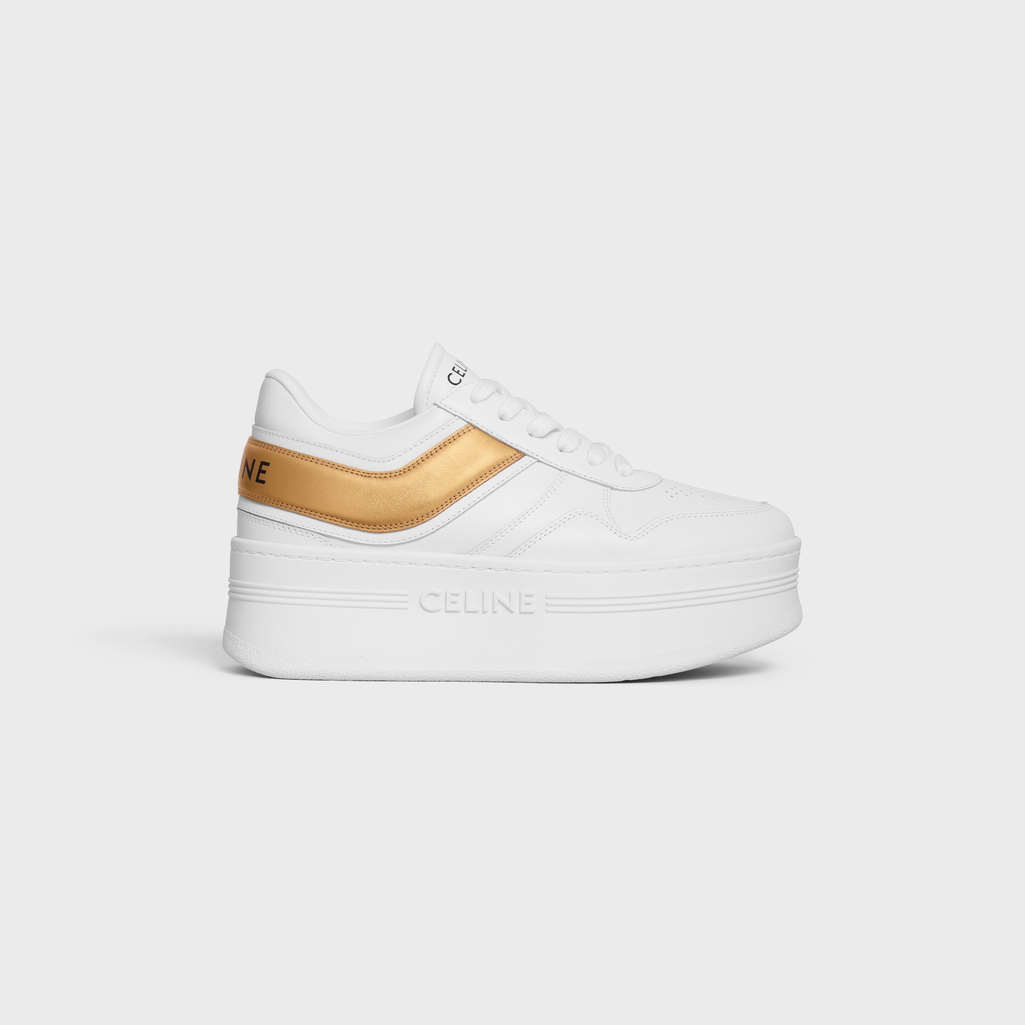 CELINE BLOCK SNEAKERS WITH WEDGE in CALFSKIN & LAMINATED CALFSKIN