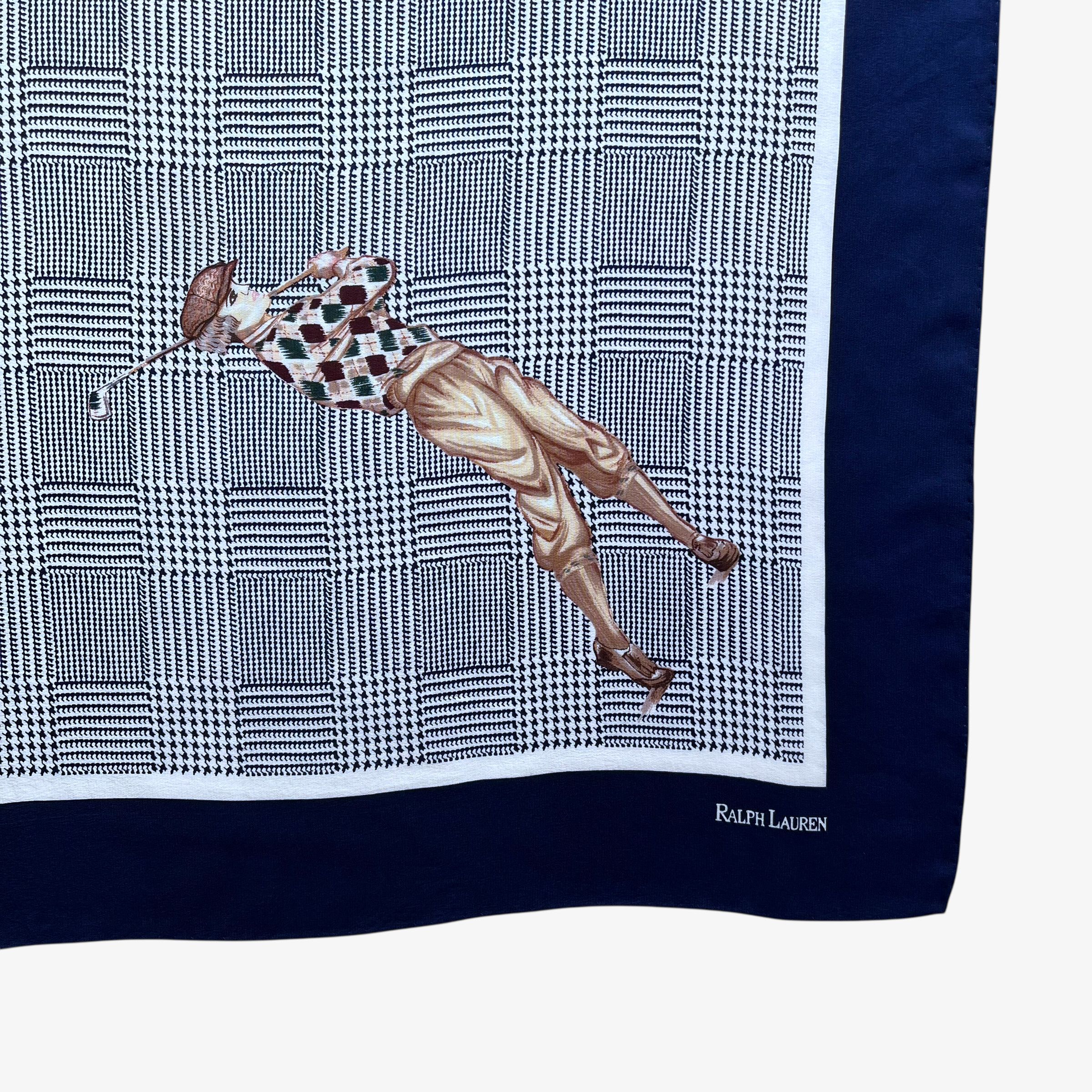 Ralph Lauren Vintage 90s Ralph Lauren Golf Player Houndstooth Silk Scarf Size ONE SIZE - 3 Thumbnail