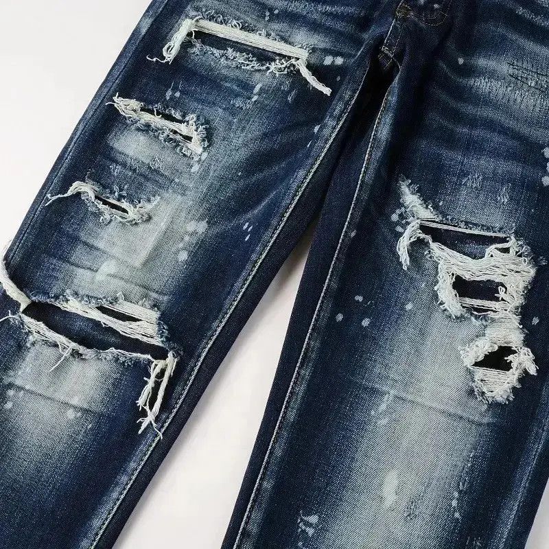 Japanese Brand Mens Non-Stretch Graffiti Slim Fit Ripped Jeans Size US 32 / EU 48 - 6 Thumbnail