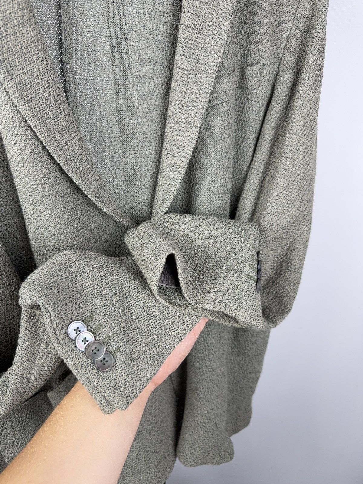 Hugo Boss Luxury Hugo Boss Stretch Knit Blazer Textured Gray Jacket Size 44R - 6 Thumbnail