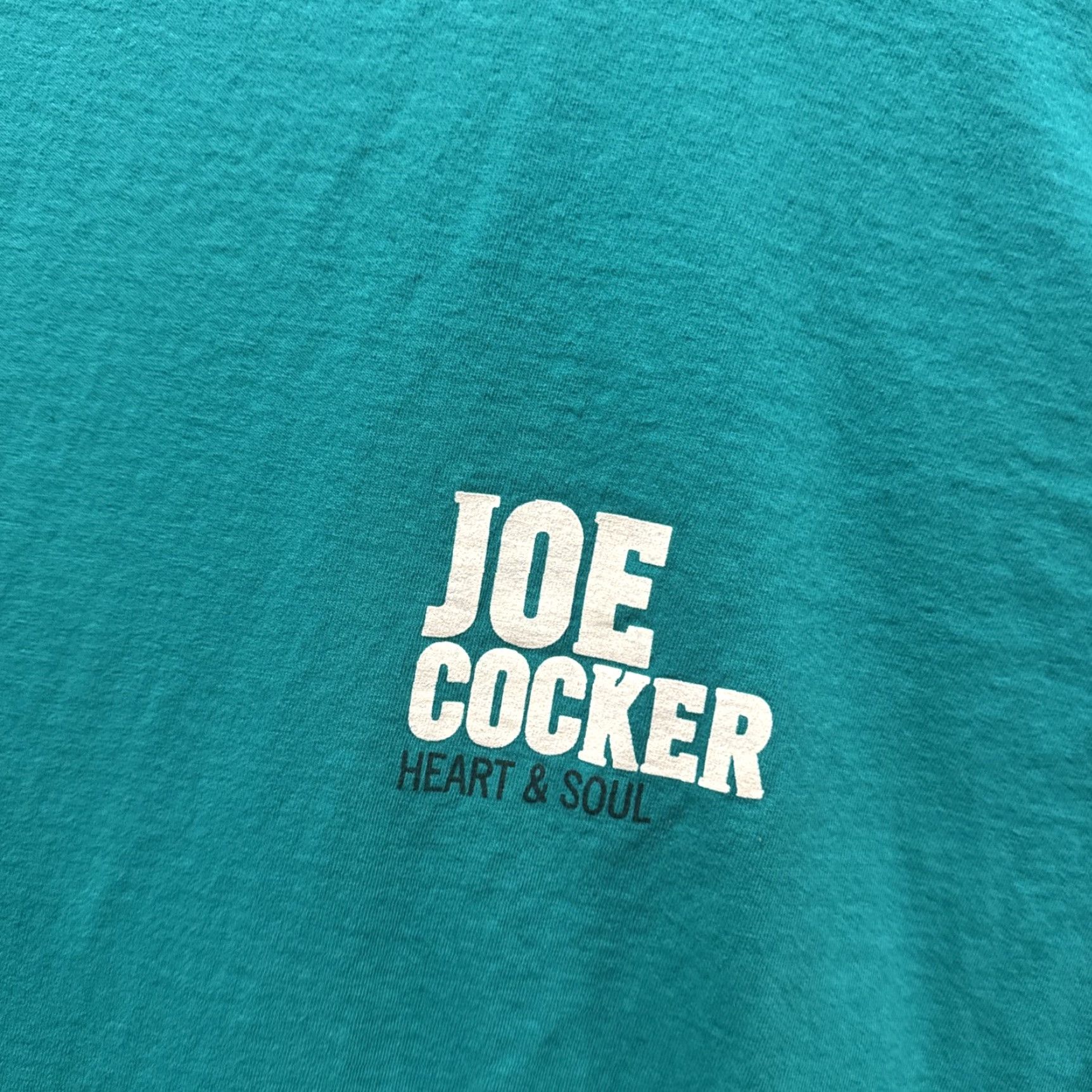 Fruit Of The Loom VINTAGE Fruit of the Loom Joe Cocker Heart & Soul Short Sleeve Tee HTF XL Mens Teal/Blue Shirt Size US 36 / EU 52 - 2 Thumbnail