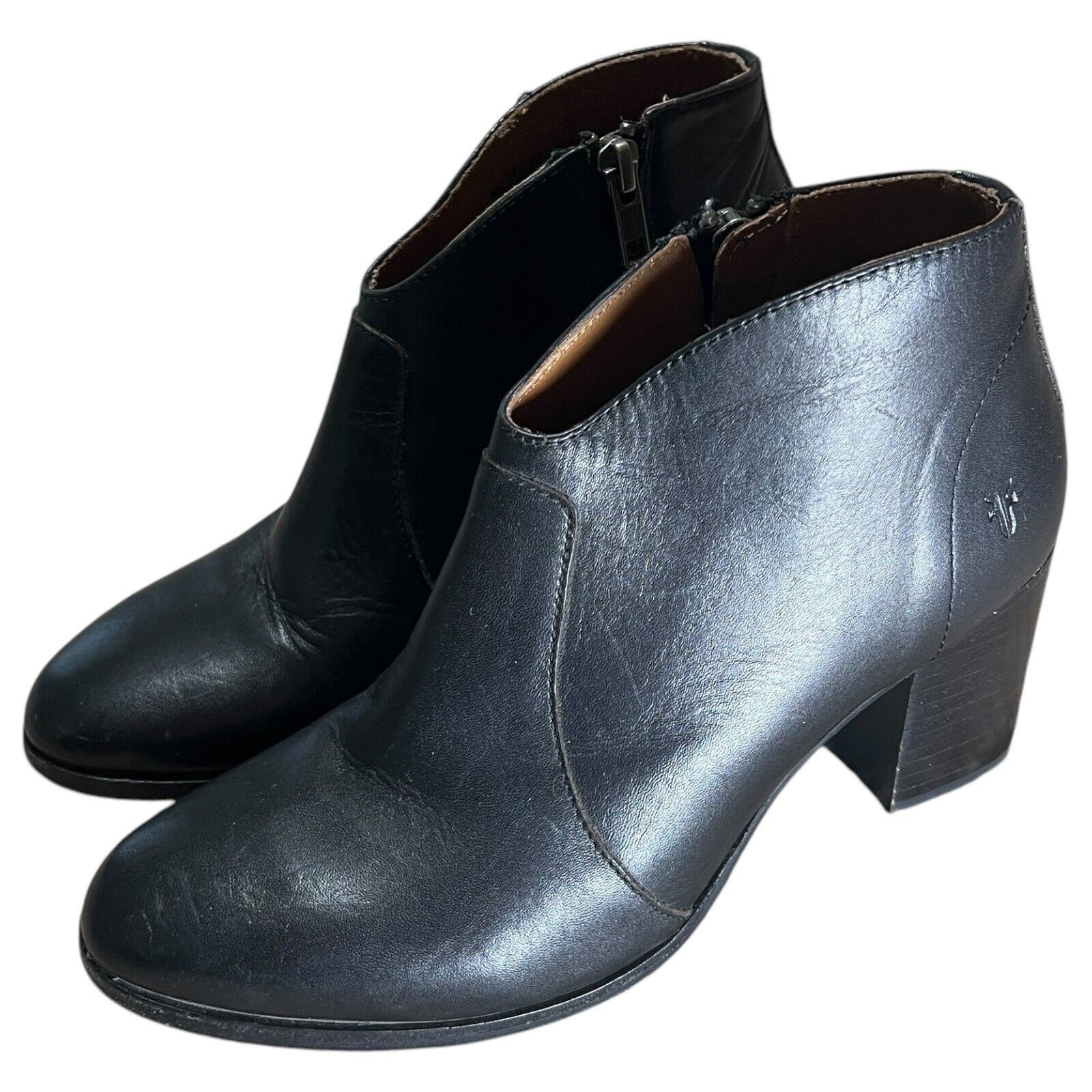 Frye Frye Nora Zip Black Leather Zipper Ankle Booties Size 6M Size US 6 / IT 36 - 1 Thumbnail