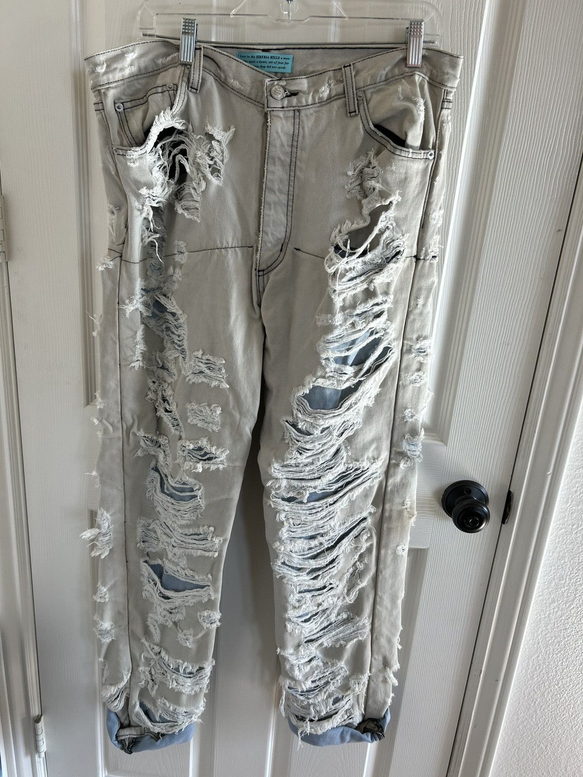 Siberia Hills Siberia hills torn jeans double layered sandgrey/blue Size US 34 / EU 50 - 1 Thumbnail