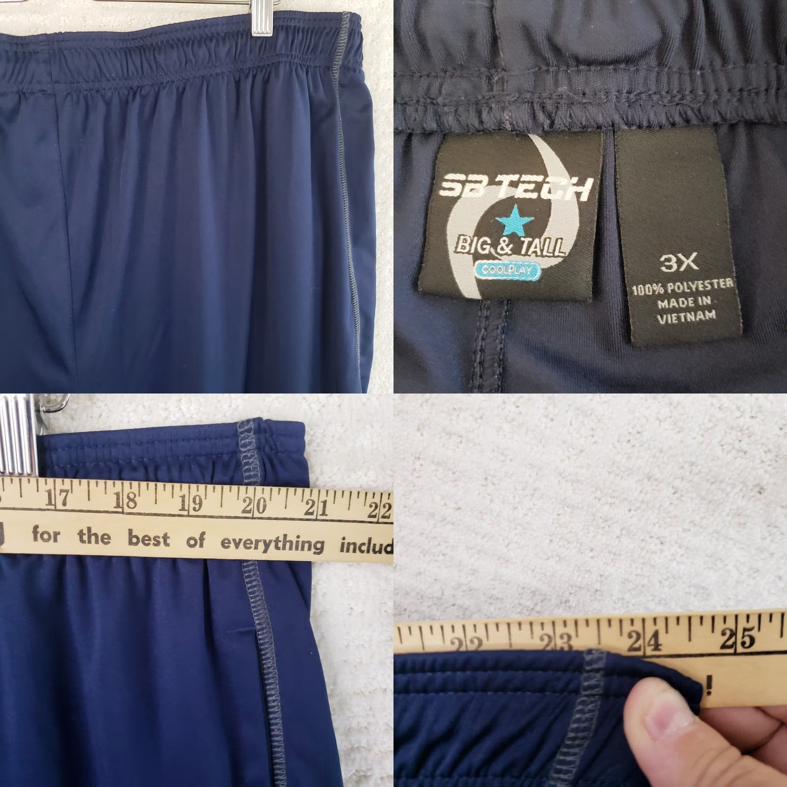 Vintage SB Tech Big & Tall Cool Play Athletic Shorts Men 3XL Navy Blue Elastic Waist New Size US 39 - 8 Thumbnail