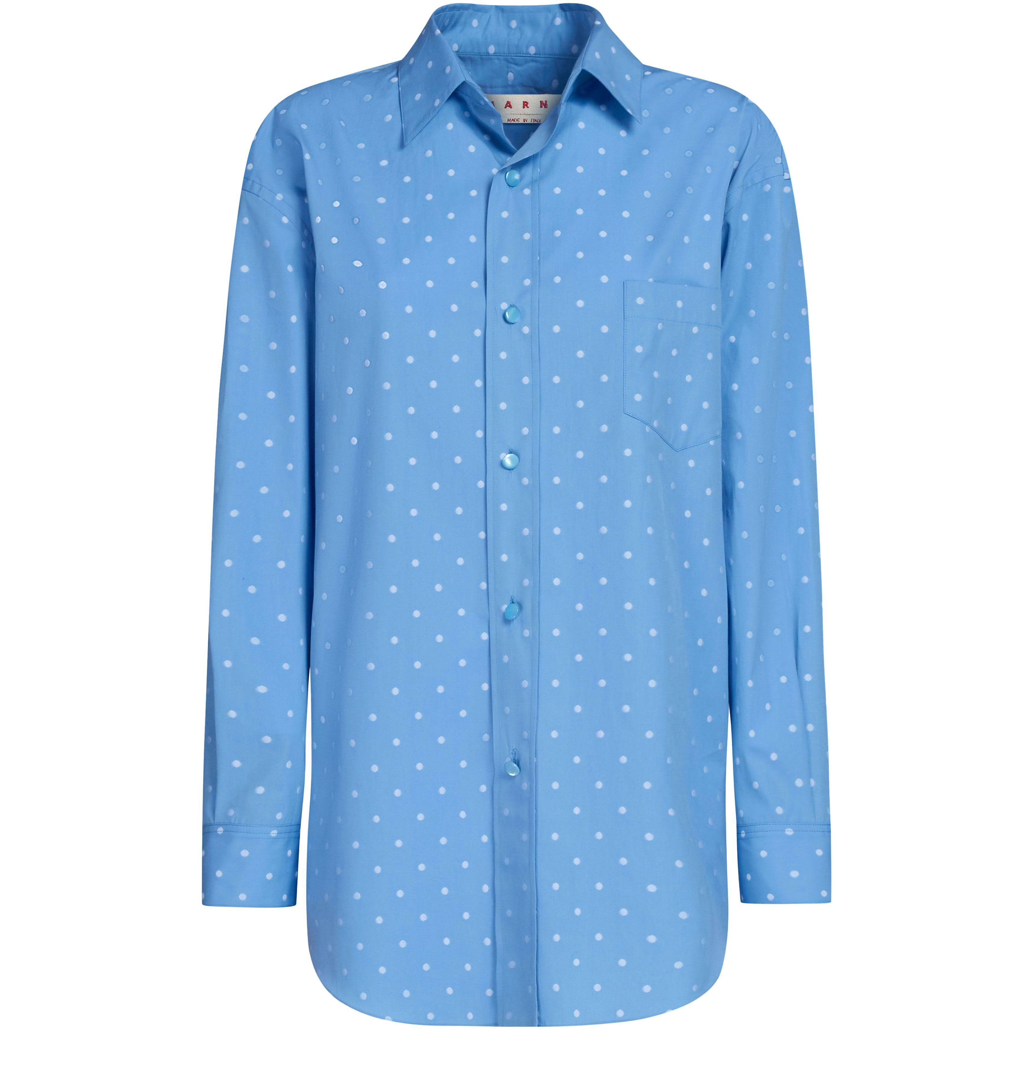 Marni o1w1db10824 Polka Dots Shirt in Blue Size L / US 10 / IT 46 - 1 Thumbnail