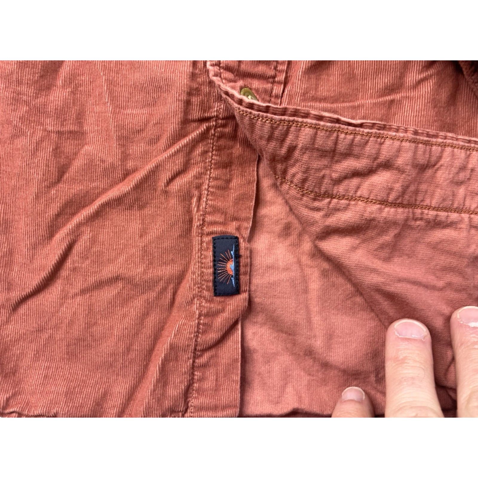 Faherty Faherty Button-Up Shirt Long Sleeve Corduroy Cotton Orange Size L Mens Size US L / EU 52-54 / 3 - 4 Thumbnail