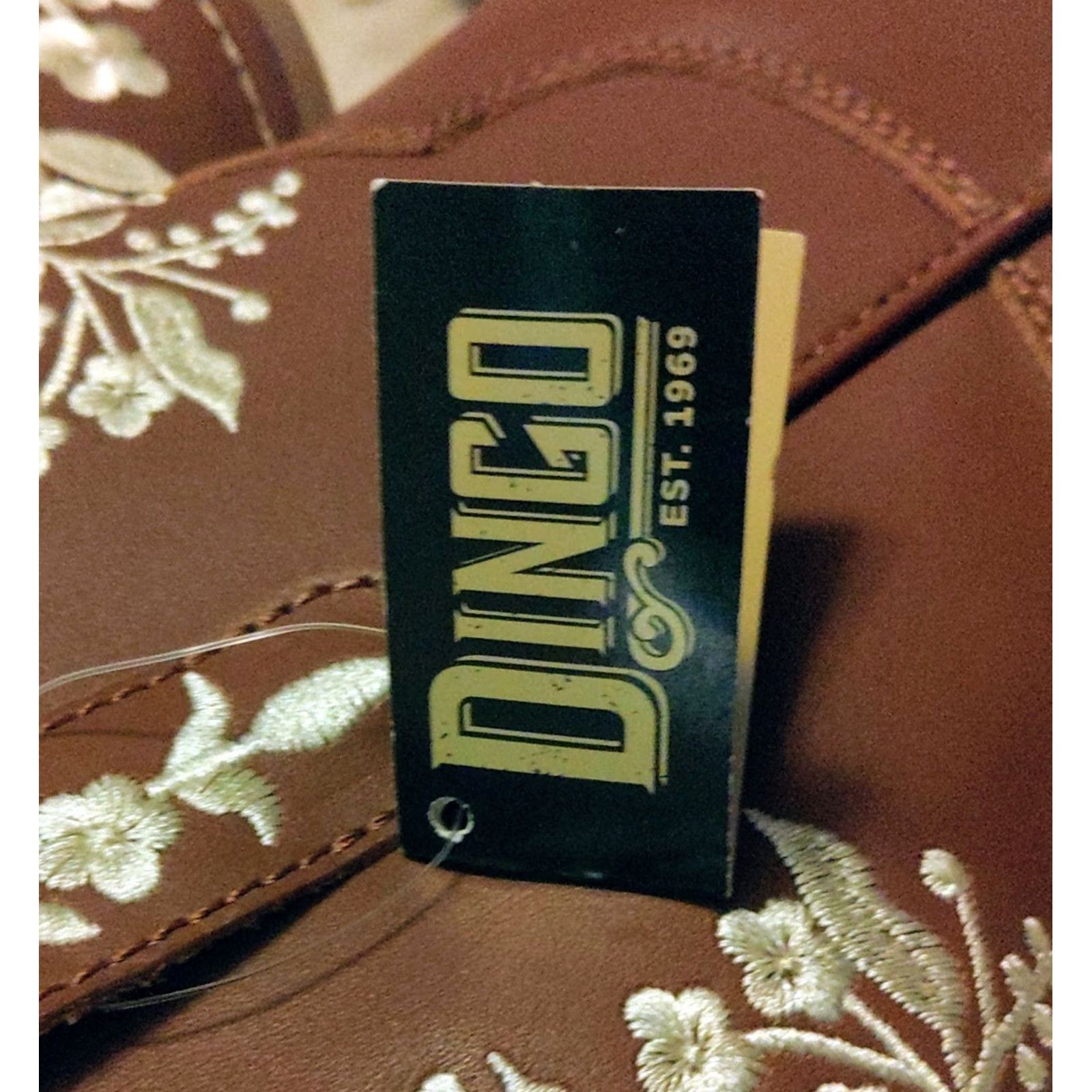 Vintage Dingo Take A Bow Ankle Boots Women Western Floral Embroidered Whiskey Brown Leather 7M Boots Size US 7 / IT 37 - 7 Thumbnail