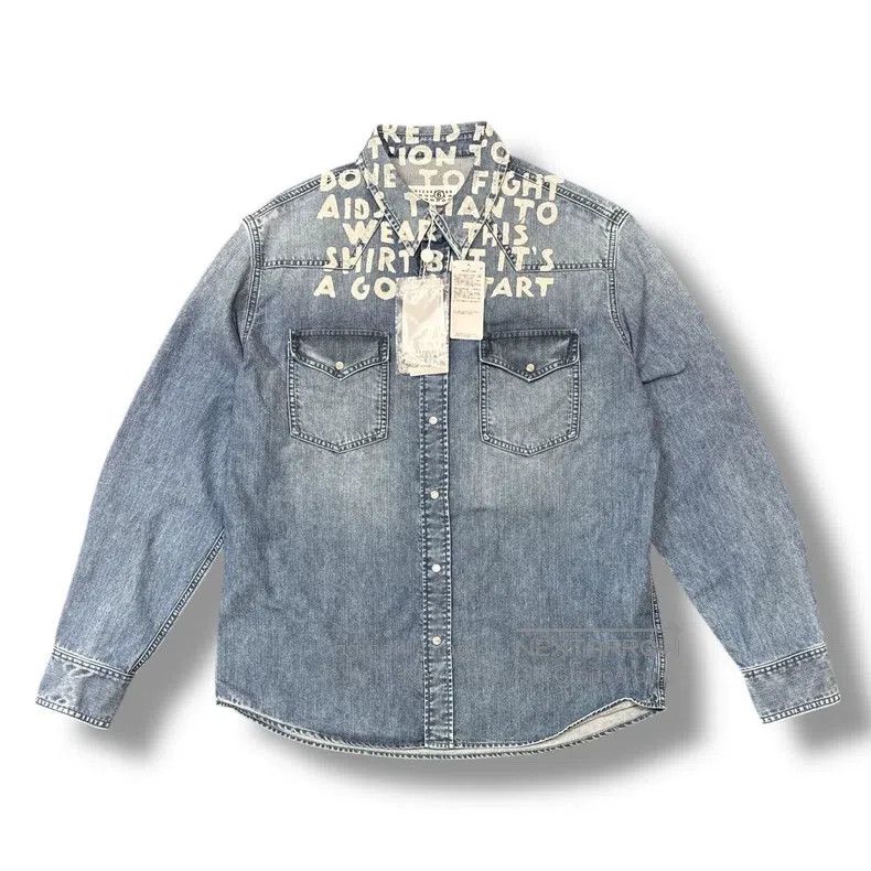 Maison Margiela Maison Margiela Printed washed denim long-sleeved shirt Size US M / EU 48-50 / 2 - 1 Thumbnail