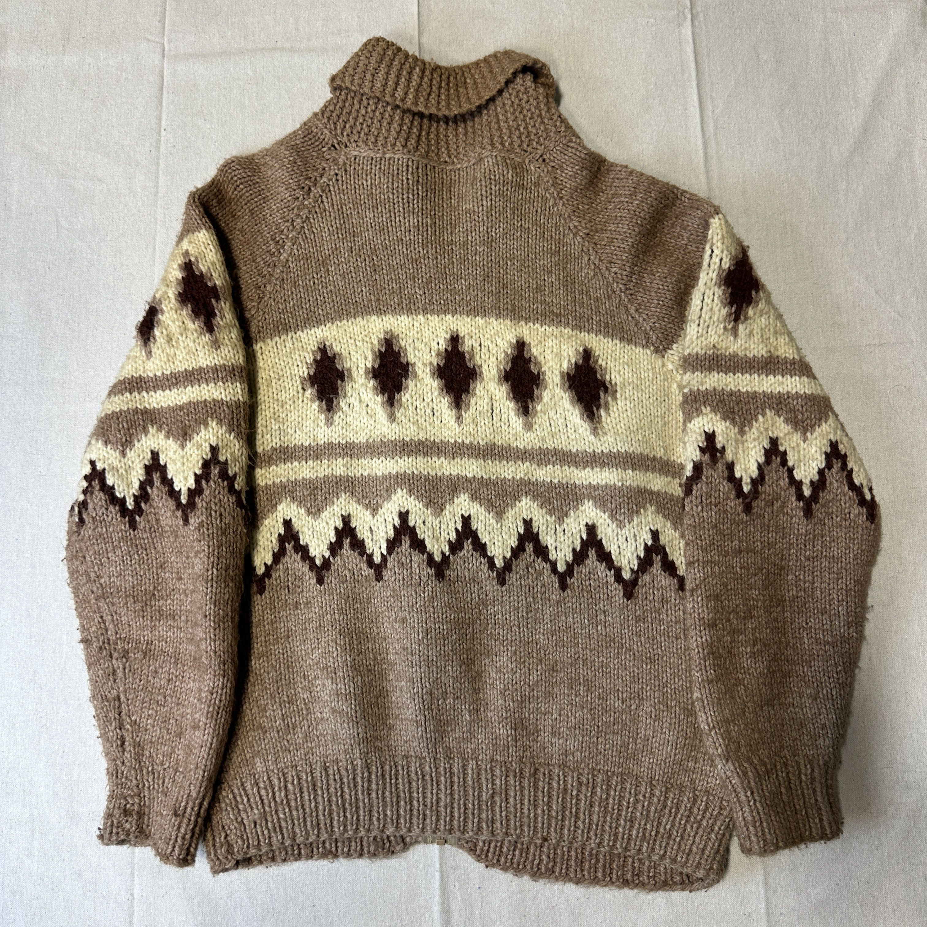 Other Vintage Hand Knit Zigzag Pattern Zip Up Sweater Size Large Size US L / EU 52-54 / 3 - 4 Thumbnail
