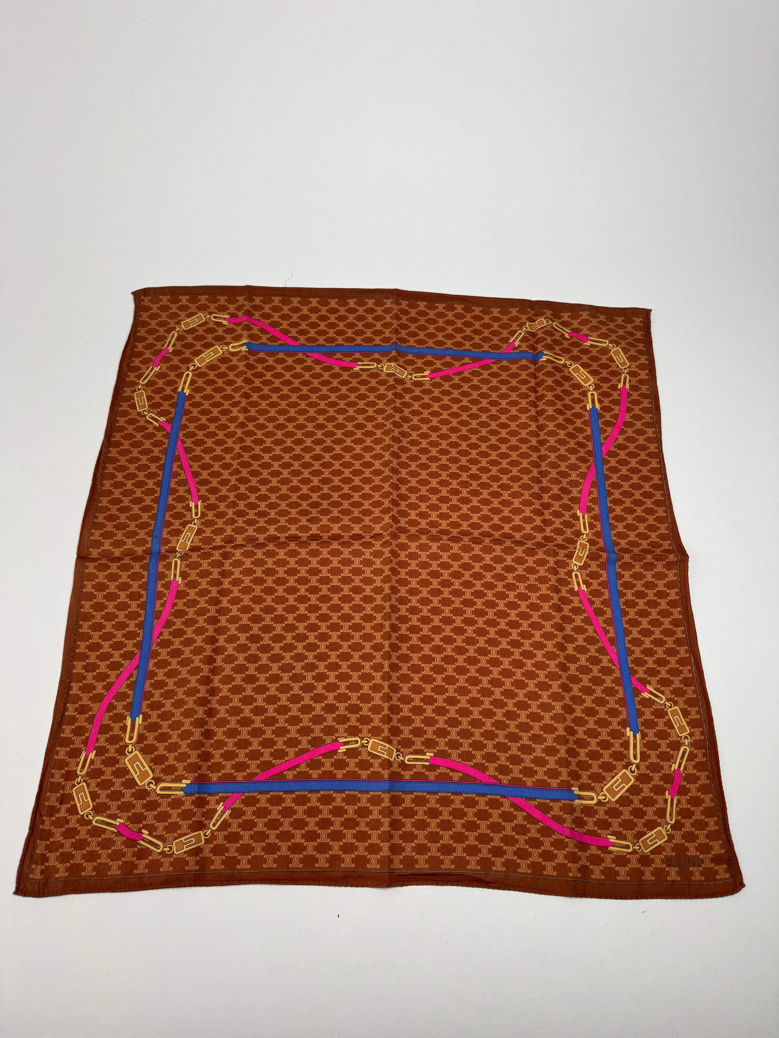 Celine Vintage Monogram Silk scarf brown Size ONE SIZE - 1 Thumbnail