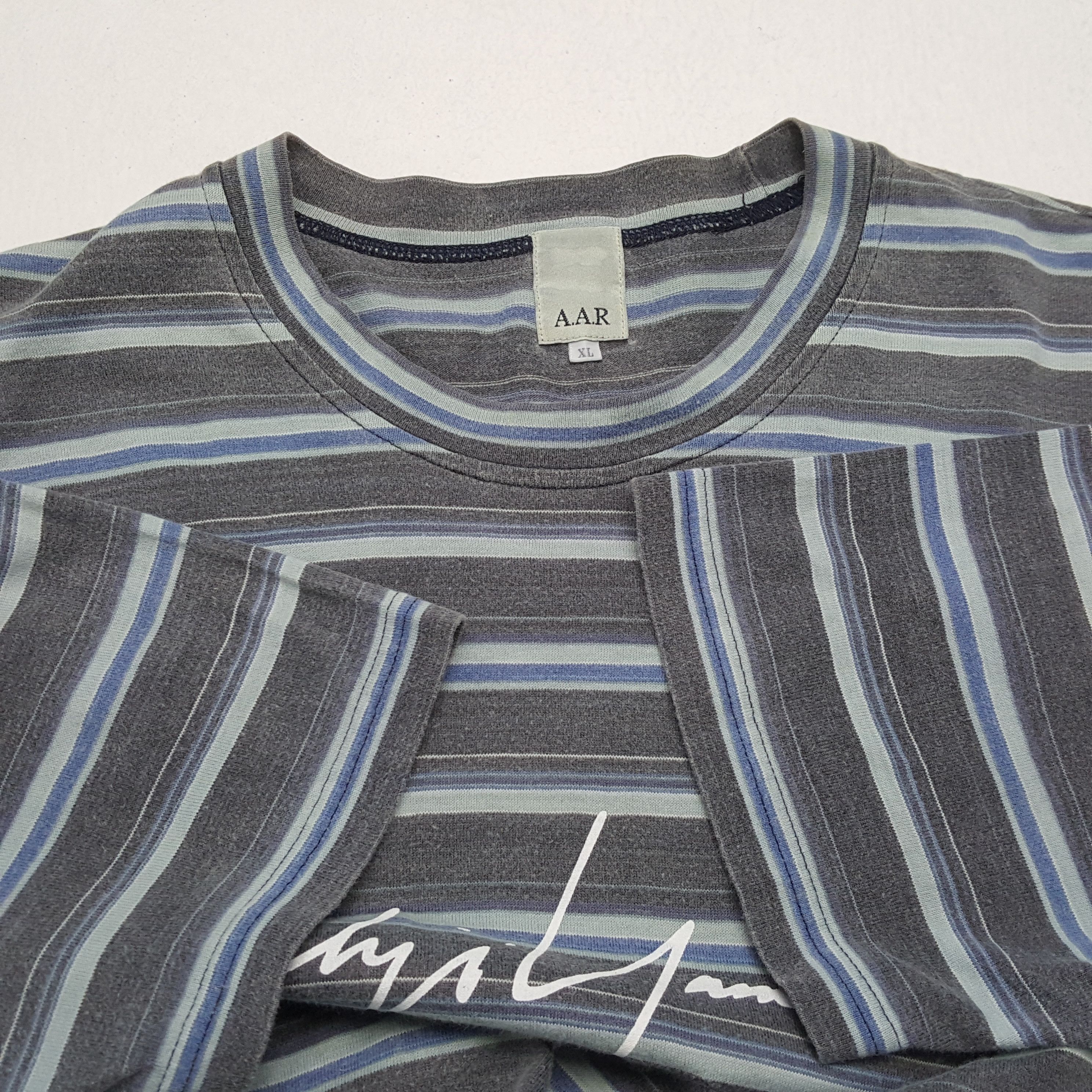 Japanese Brand × Vintage × Yohji Yamamoto Vintage YOHJI YAMAMOTO Japanese Designer Stripe T-Shirt Size US L / EU 52-54 / 3 - 6 Thumbnail